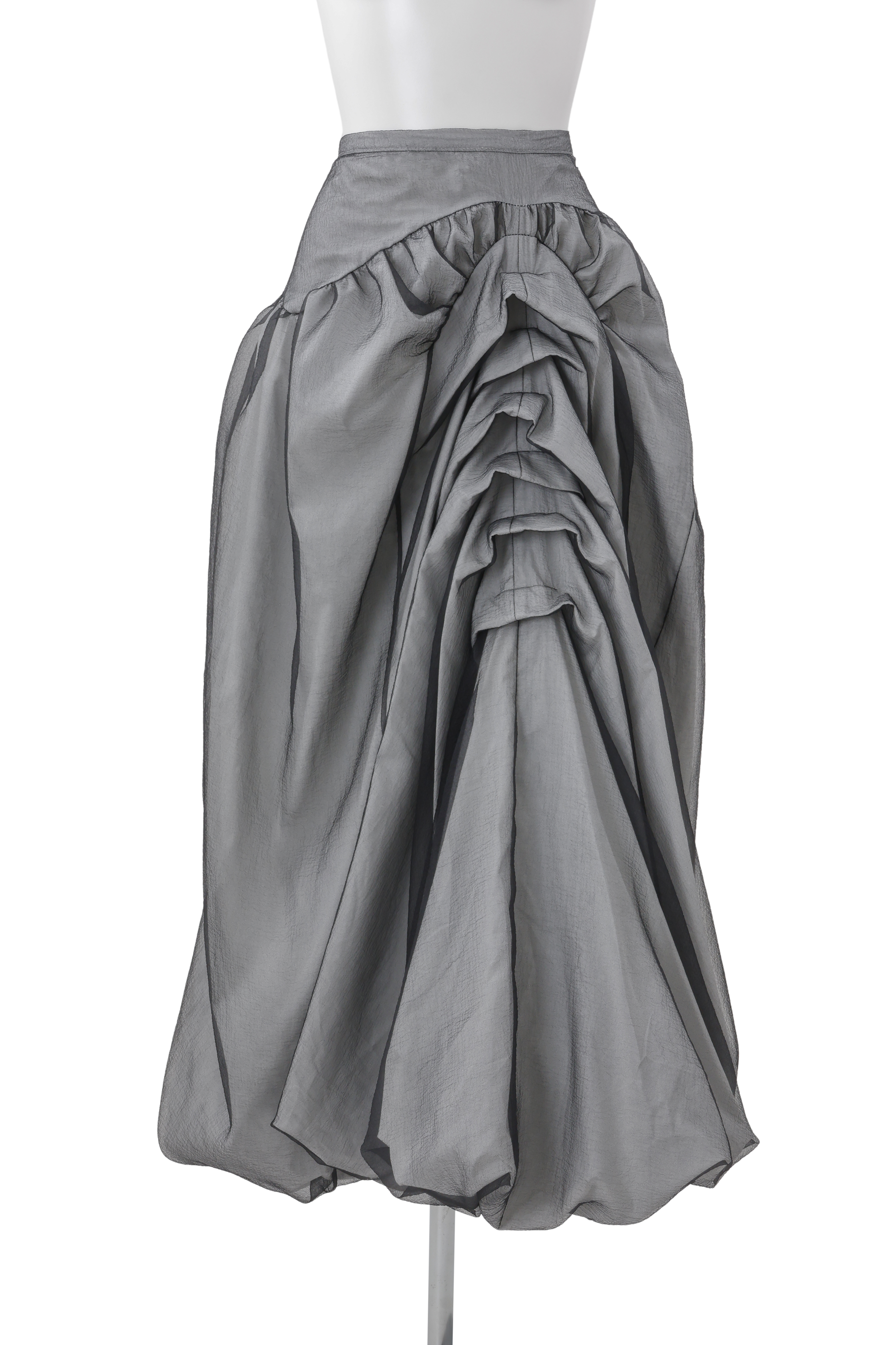 Layer tuck balloon skirt - Gray-organdy