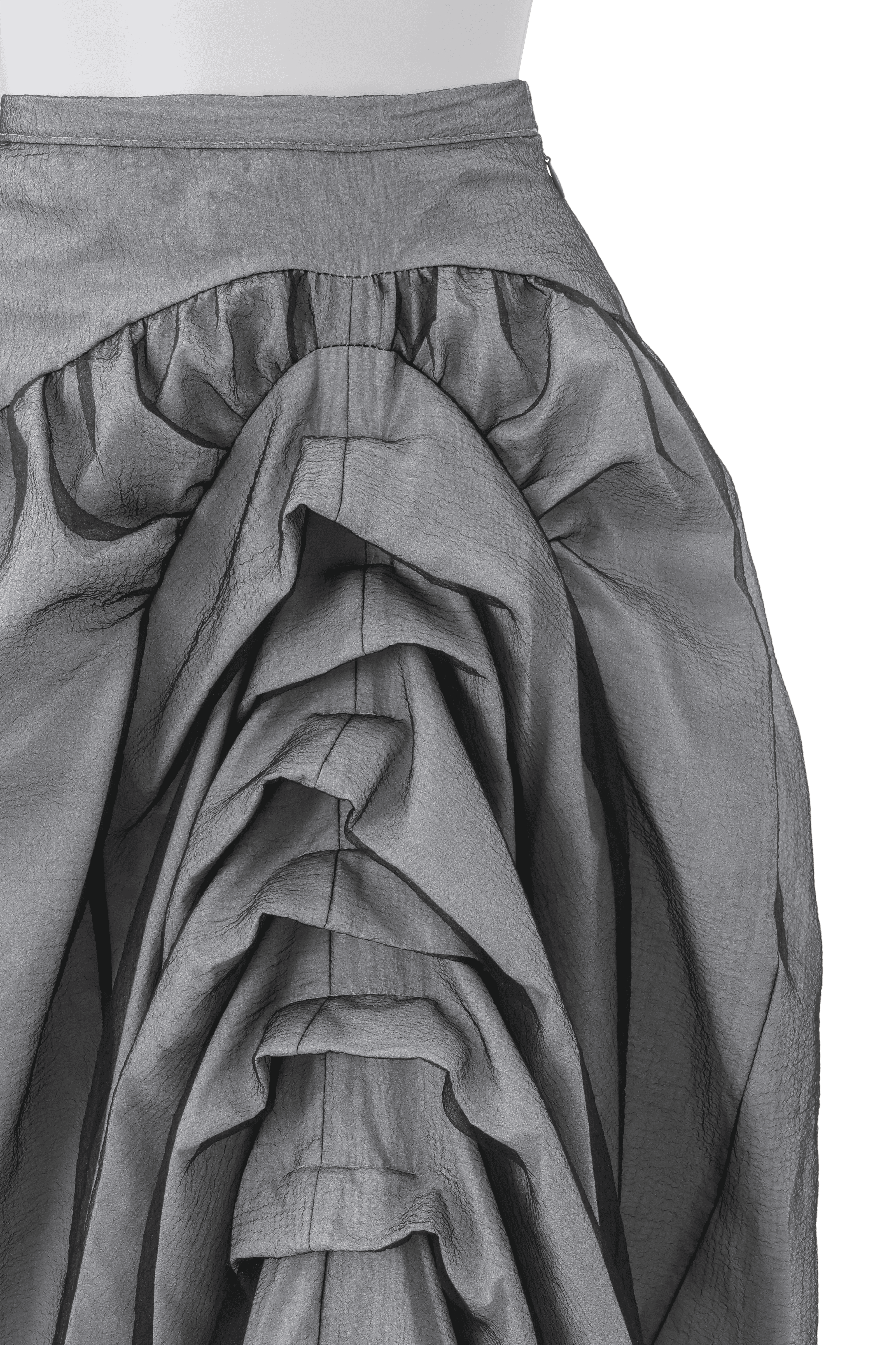 Layer tuck balloon skirt - Gray-organdy