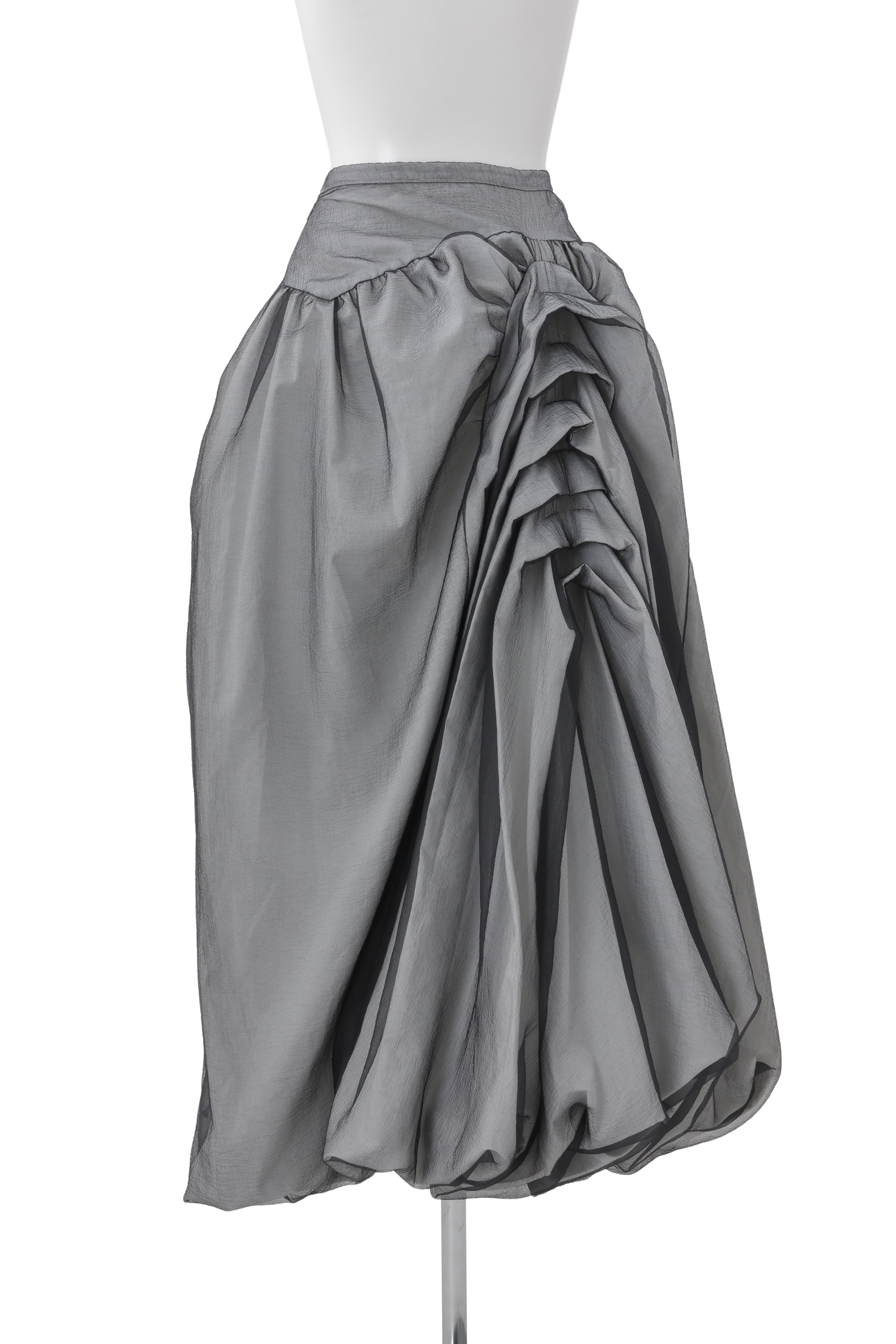 Layer tuck balloon skirt - Gray-organdy