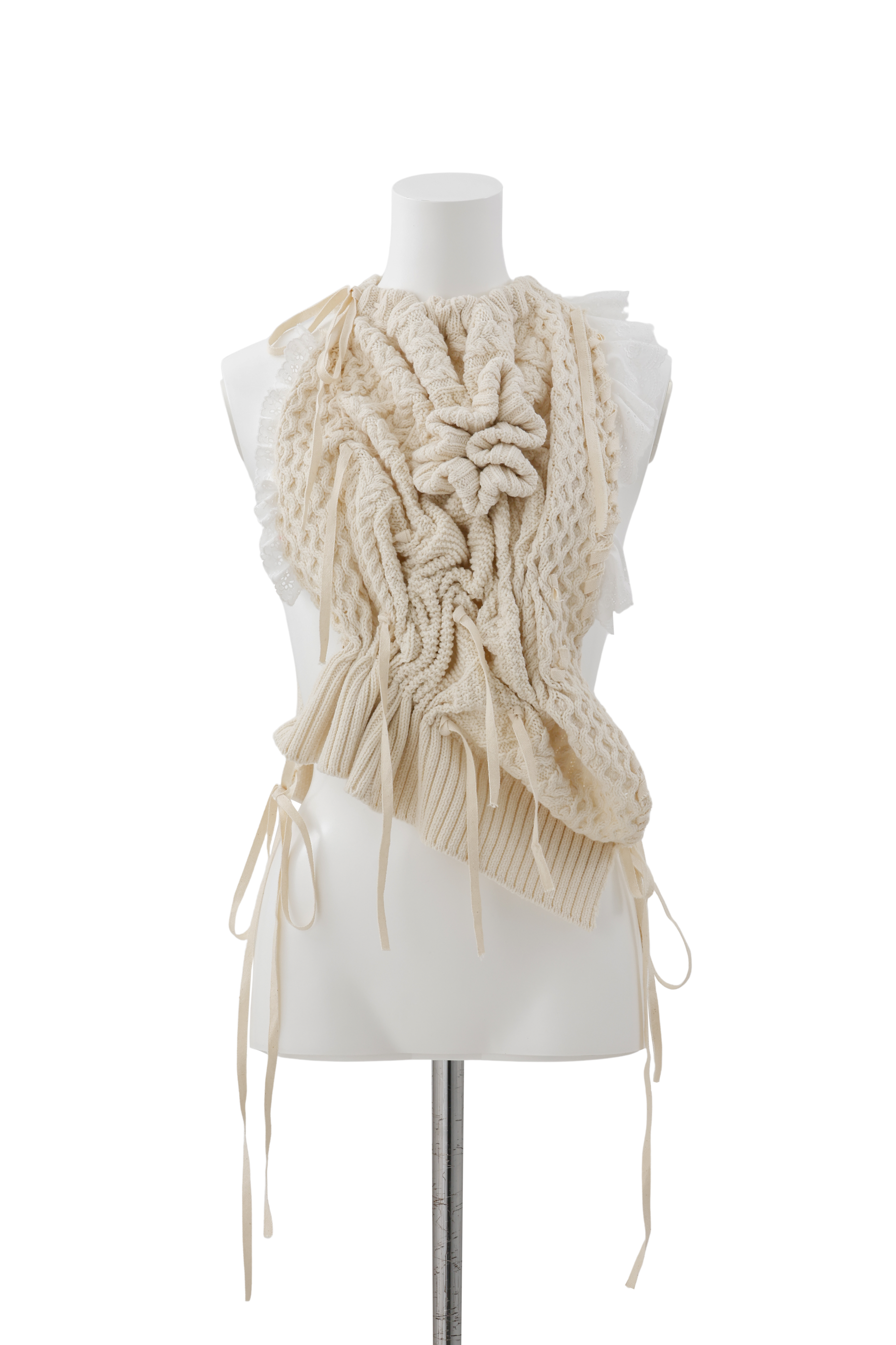 Drape knit vest - Ivory