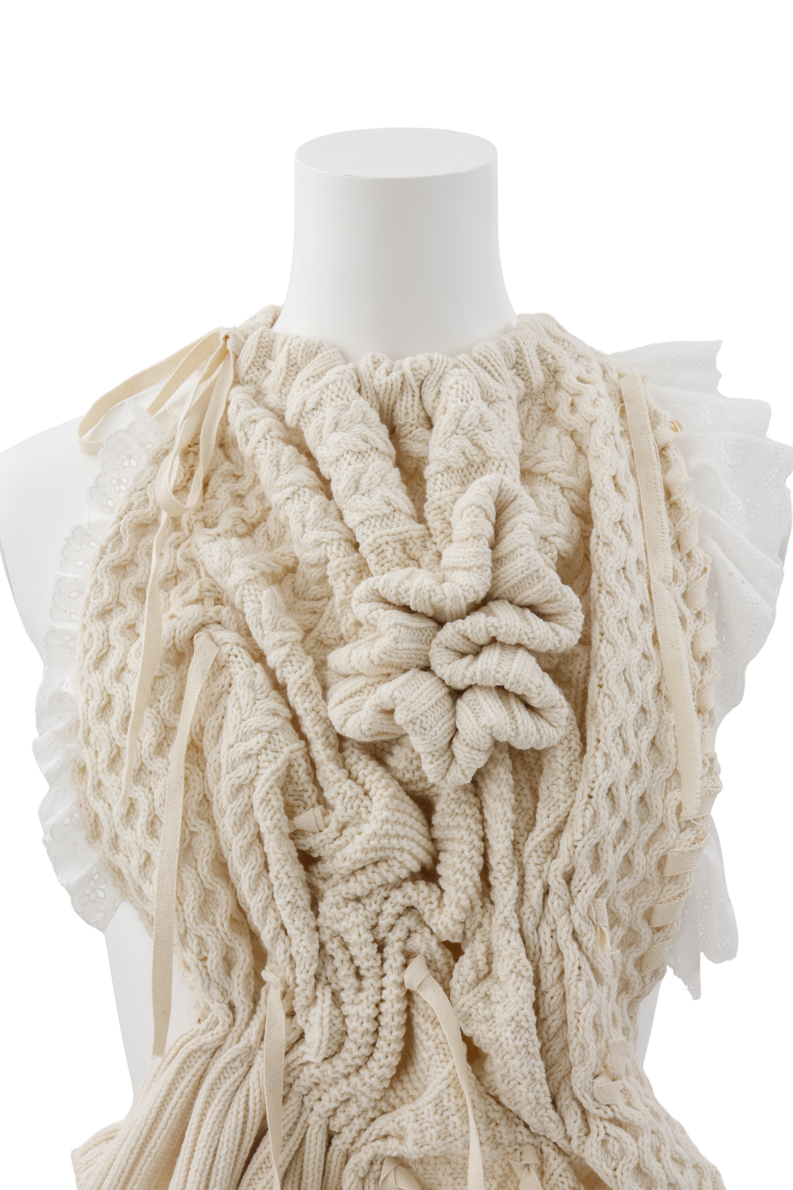 Drape knit vest - Ivory