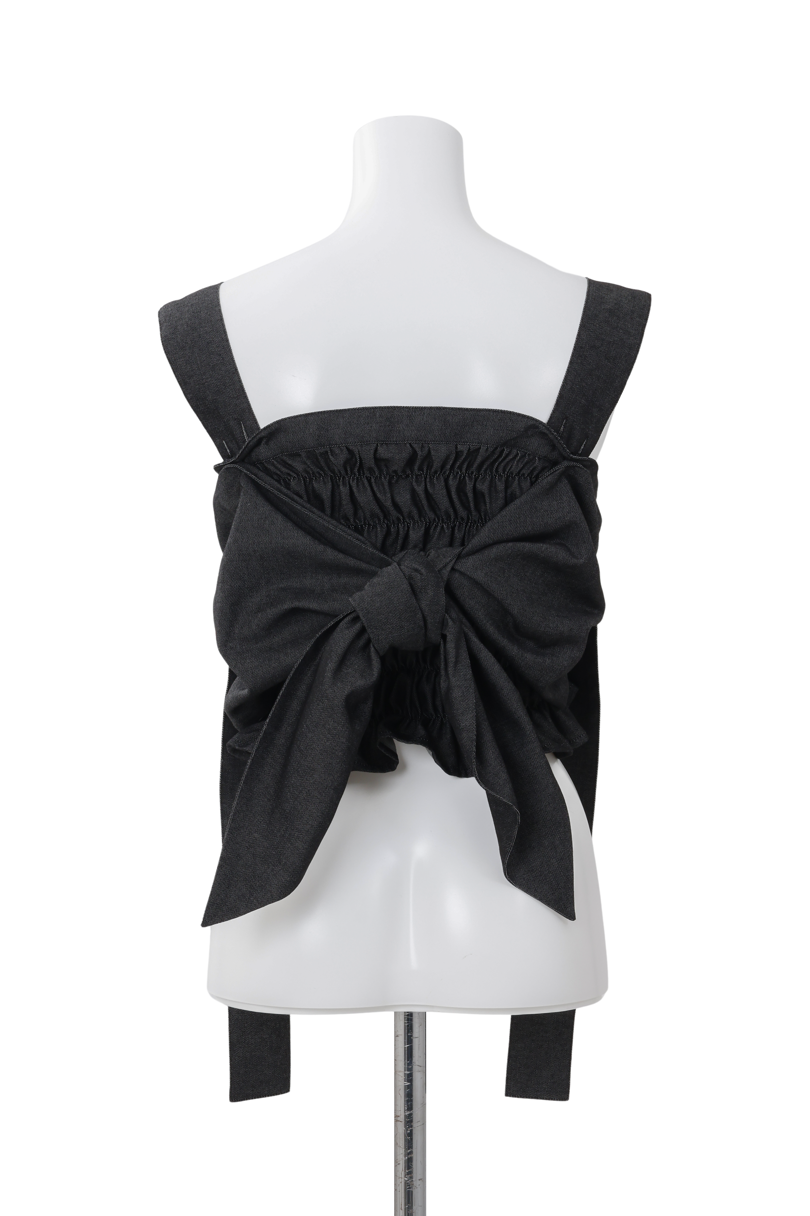 Shirring ribbon bustier - Black-denim