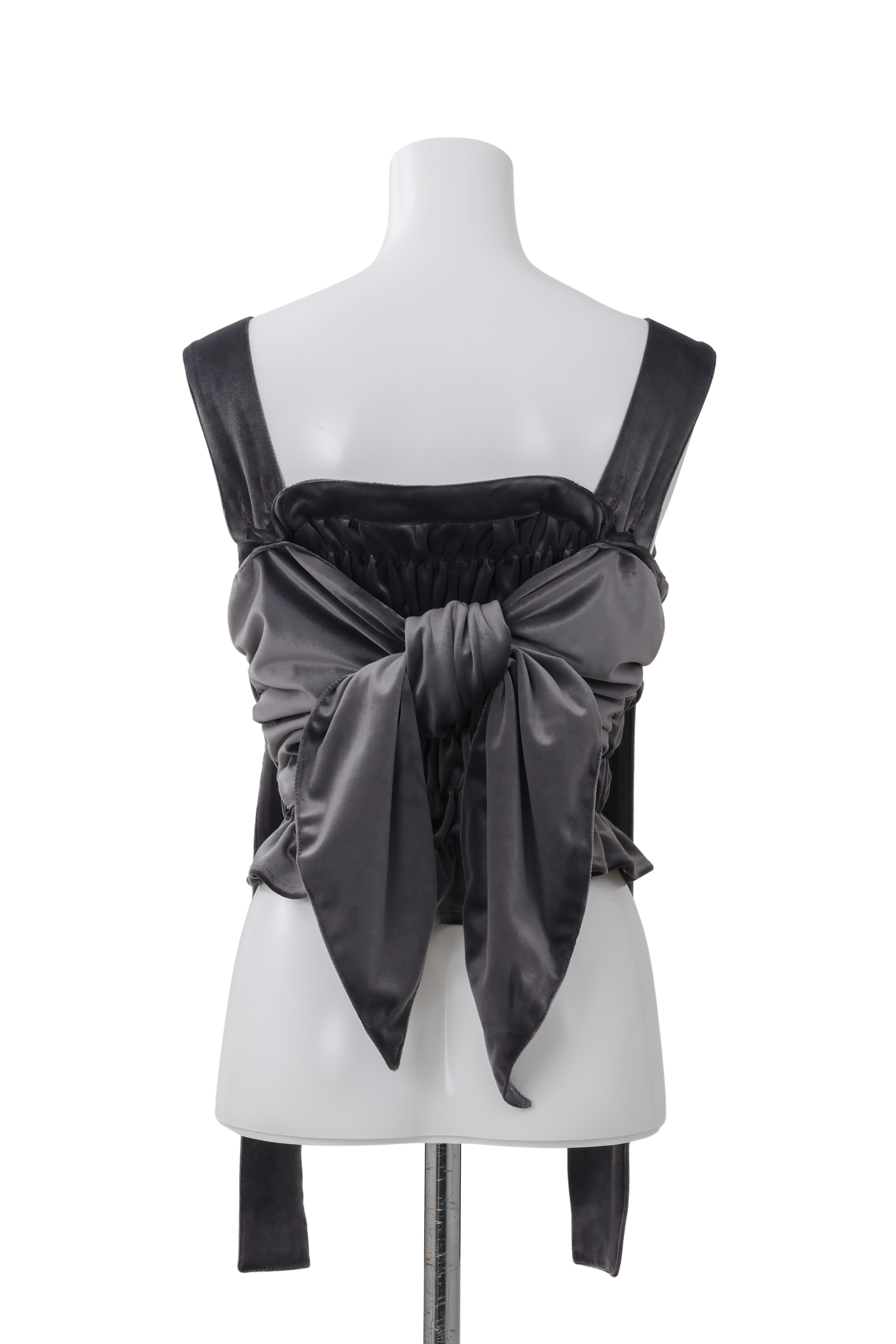 Shirring ribbon bustier - Gray-velor