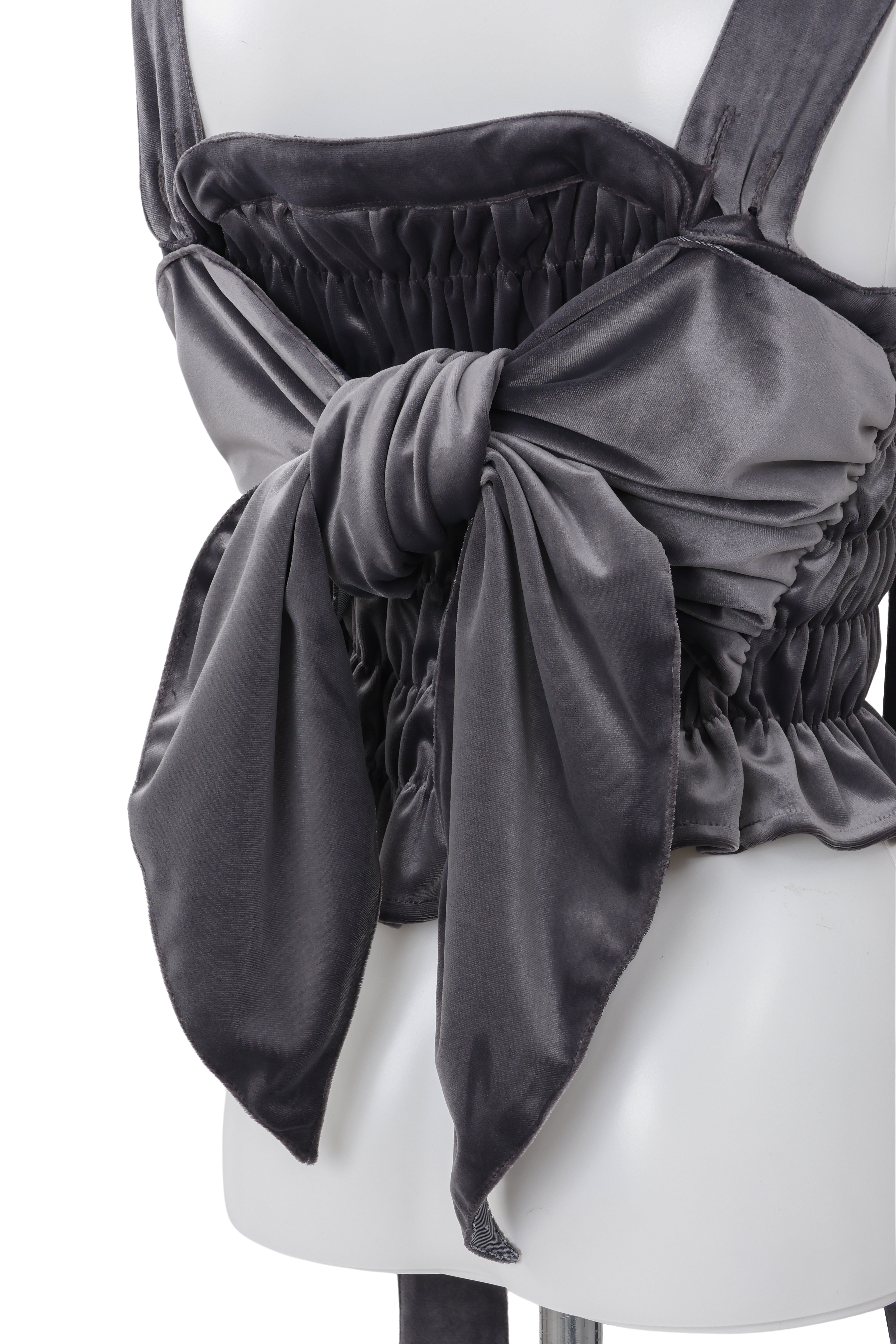 Shirring ribbon bustier - Gray-velor