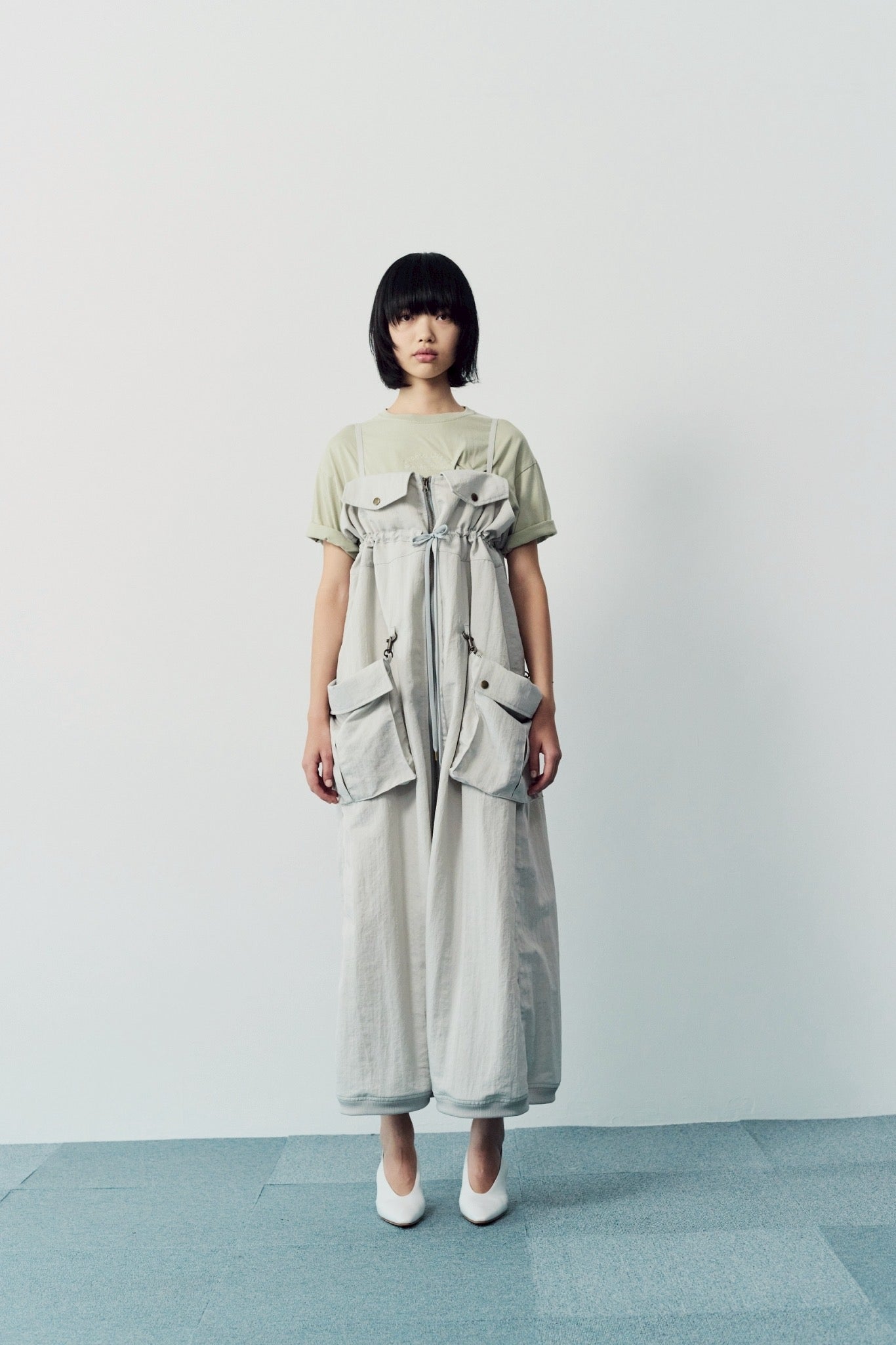 Military shrink zip dress - Greige