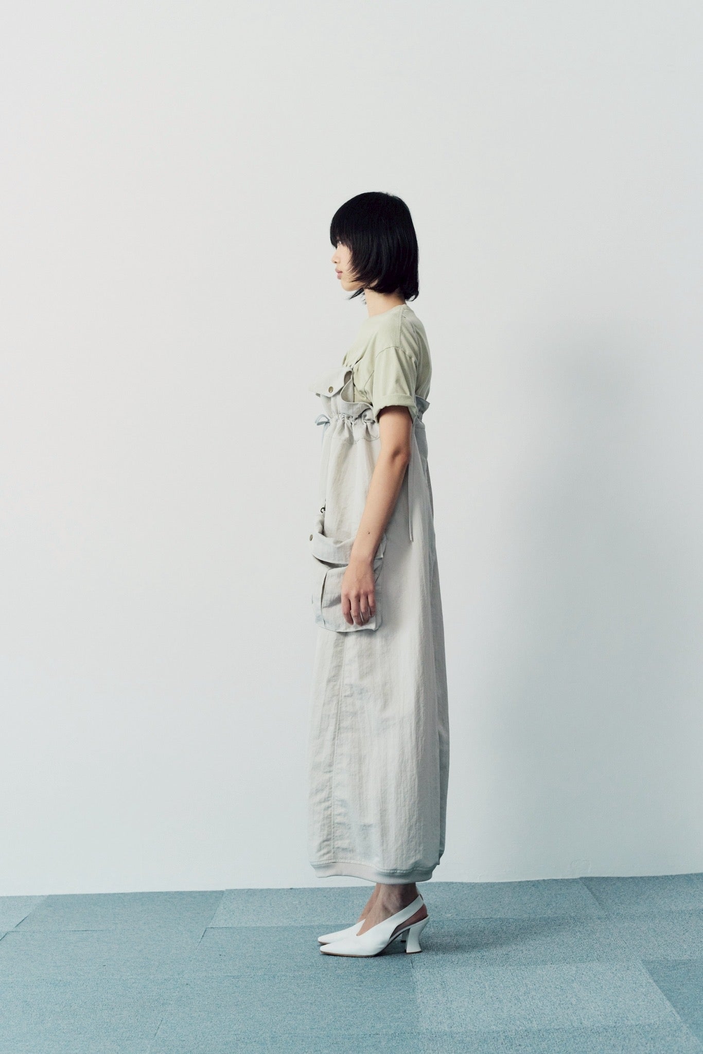 Military shrink zip dress - Greige