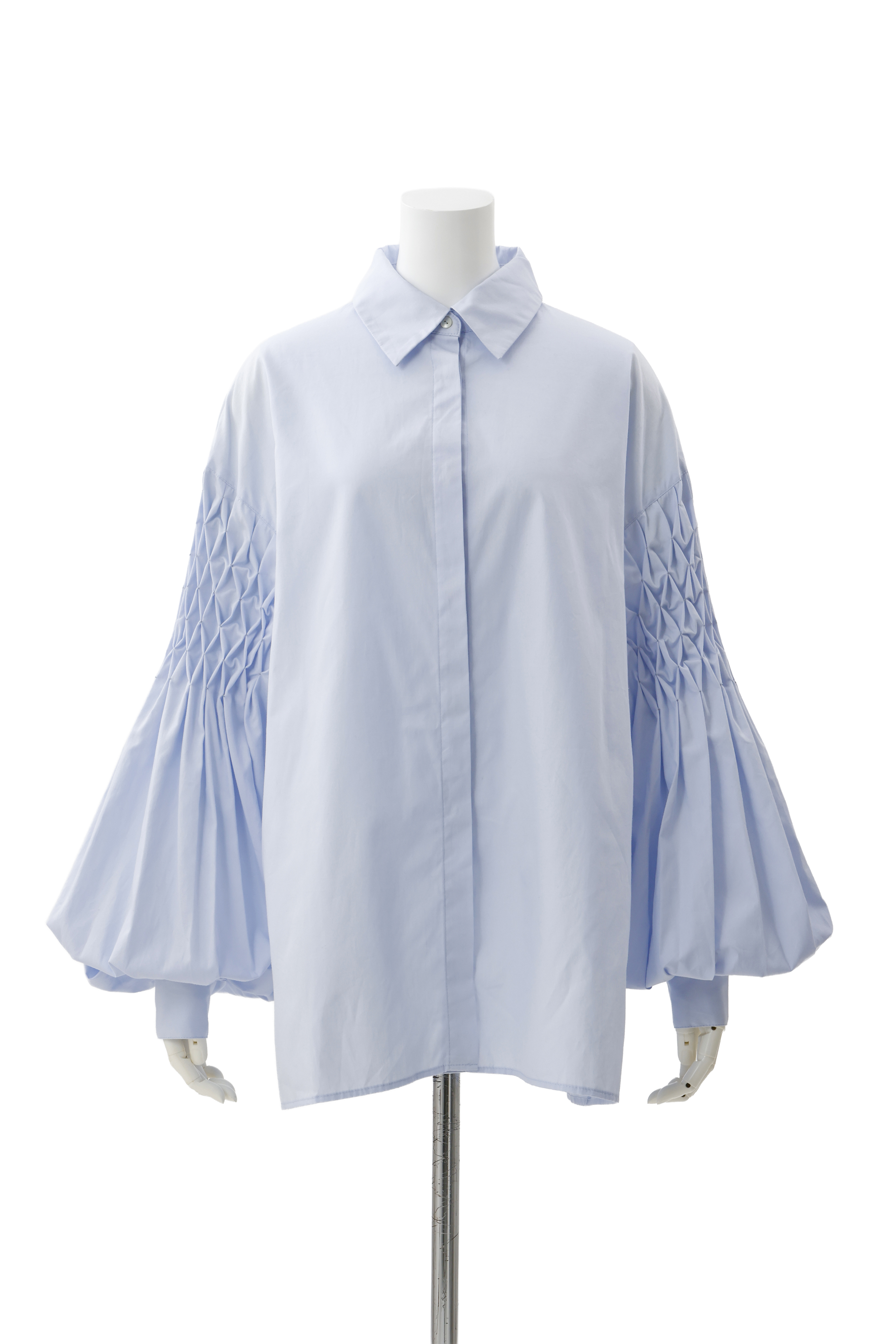 Smocking sleeve blouse - Blue
