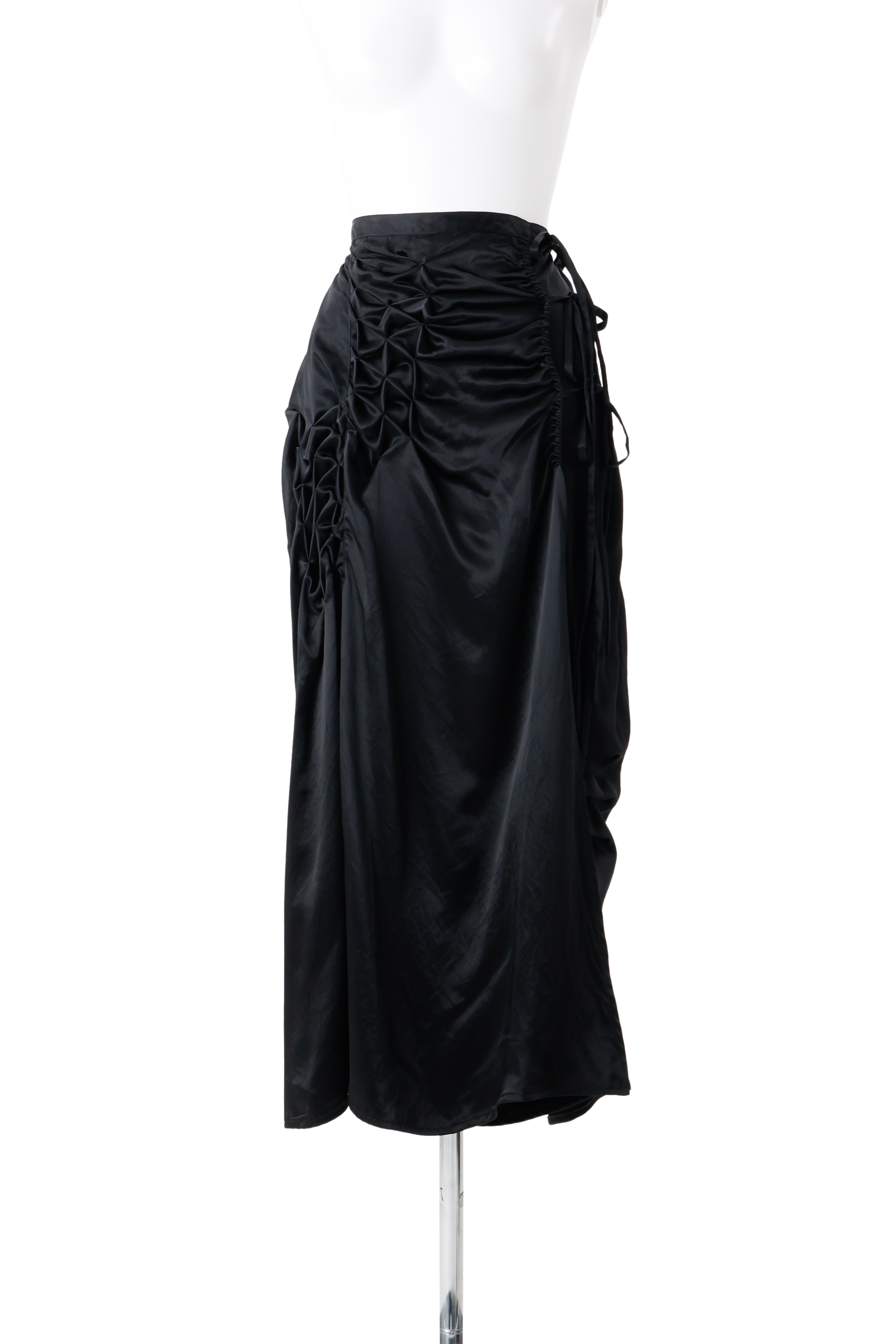 Hakama wrap satin skirt - Black