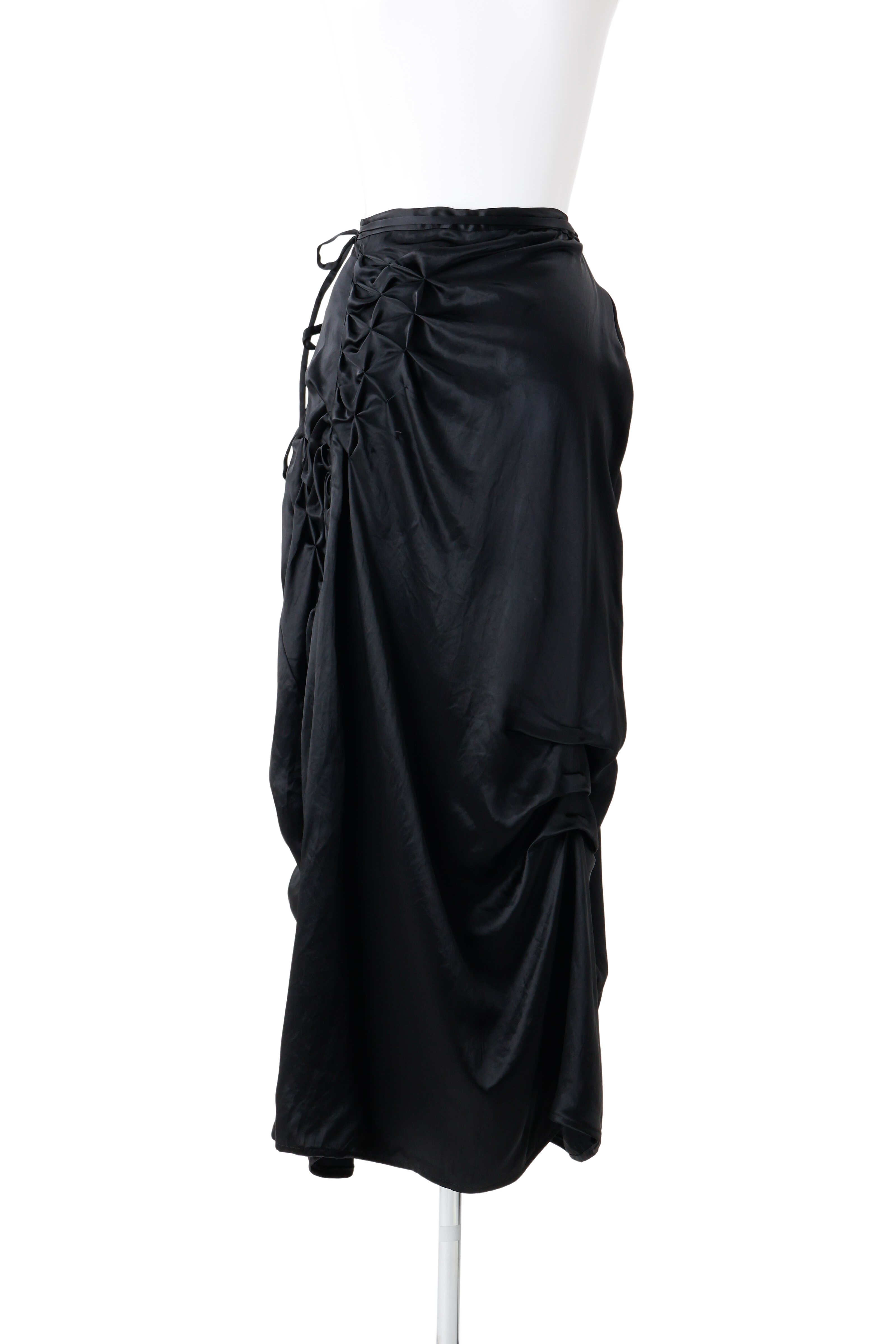 Hakama wrap satin skirt - Black
