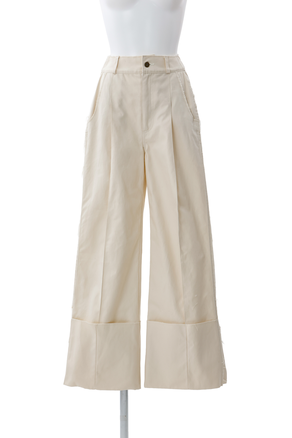 Wide-leg roll pants - Off-white