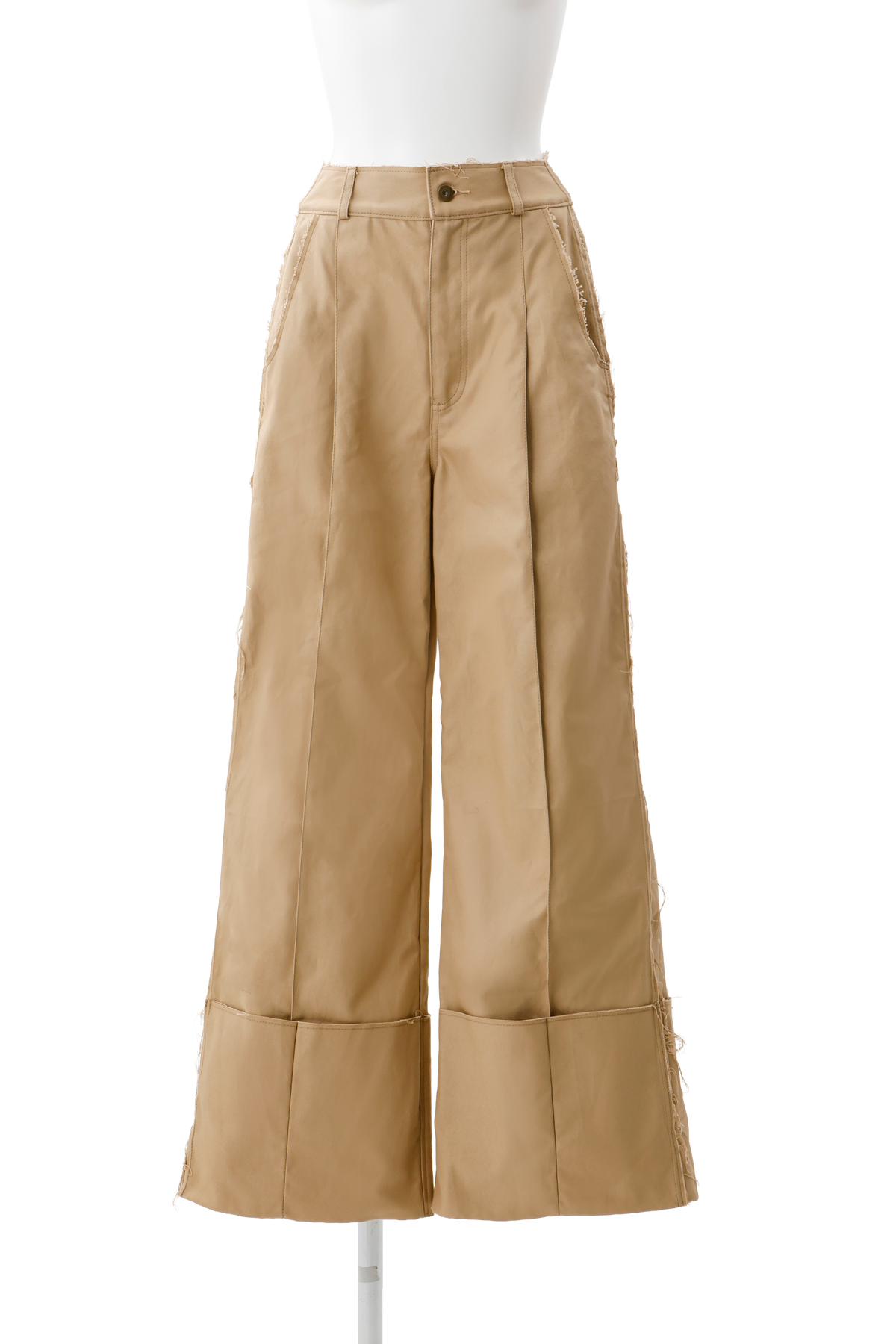Wide-leg roll pants - Beige