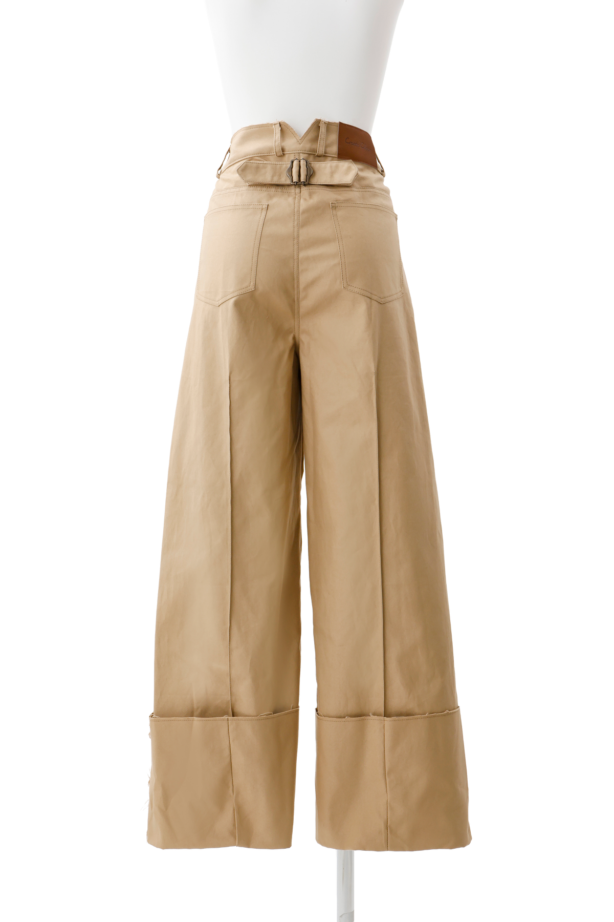 Wide-leg roll pants - Beige