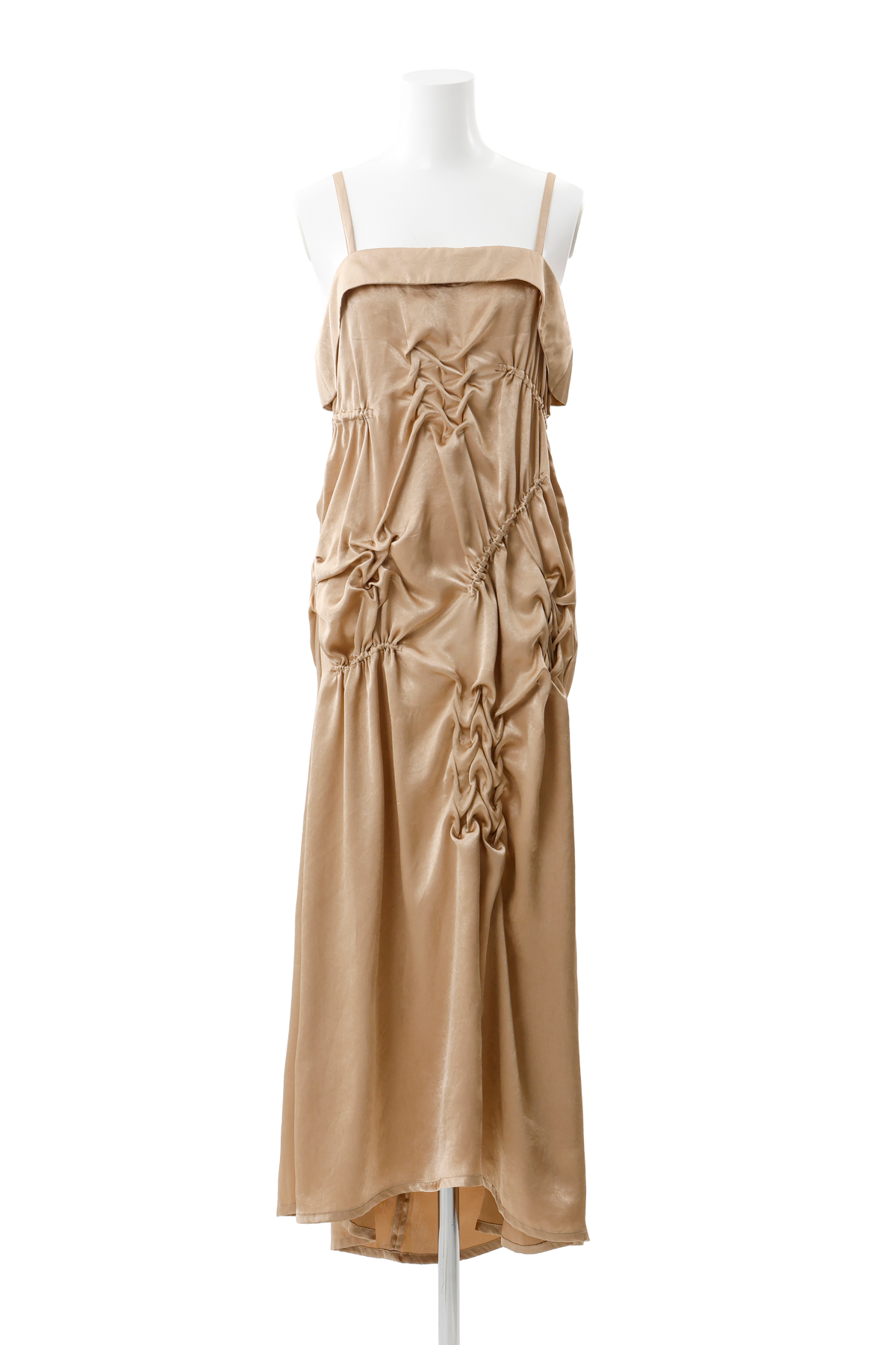 Satin apron dress - Camel
