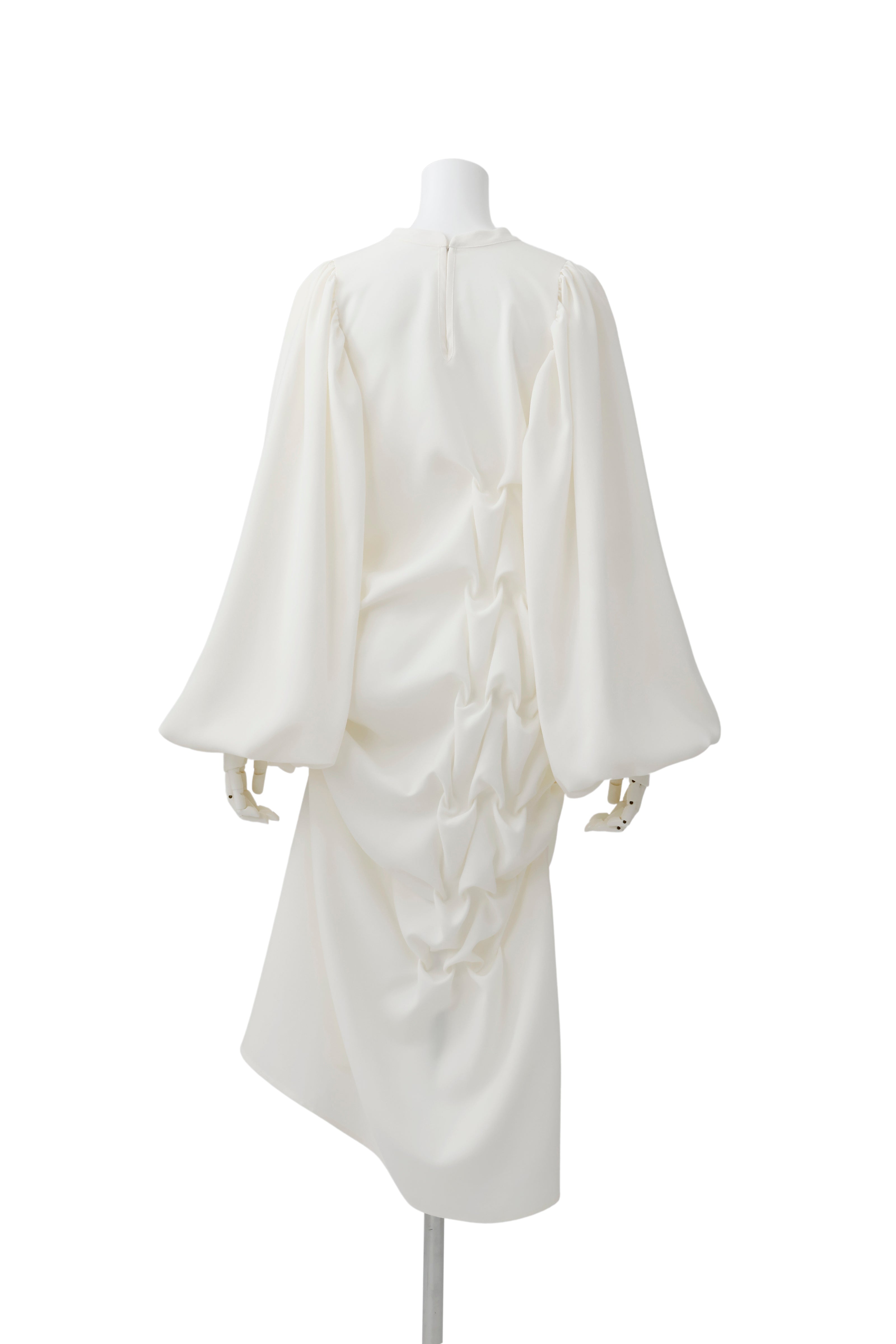Side gather dress - White