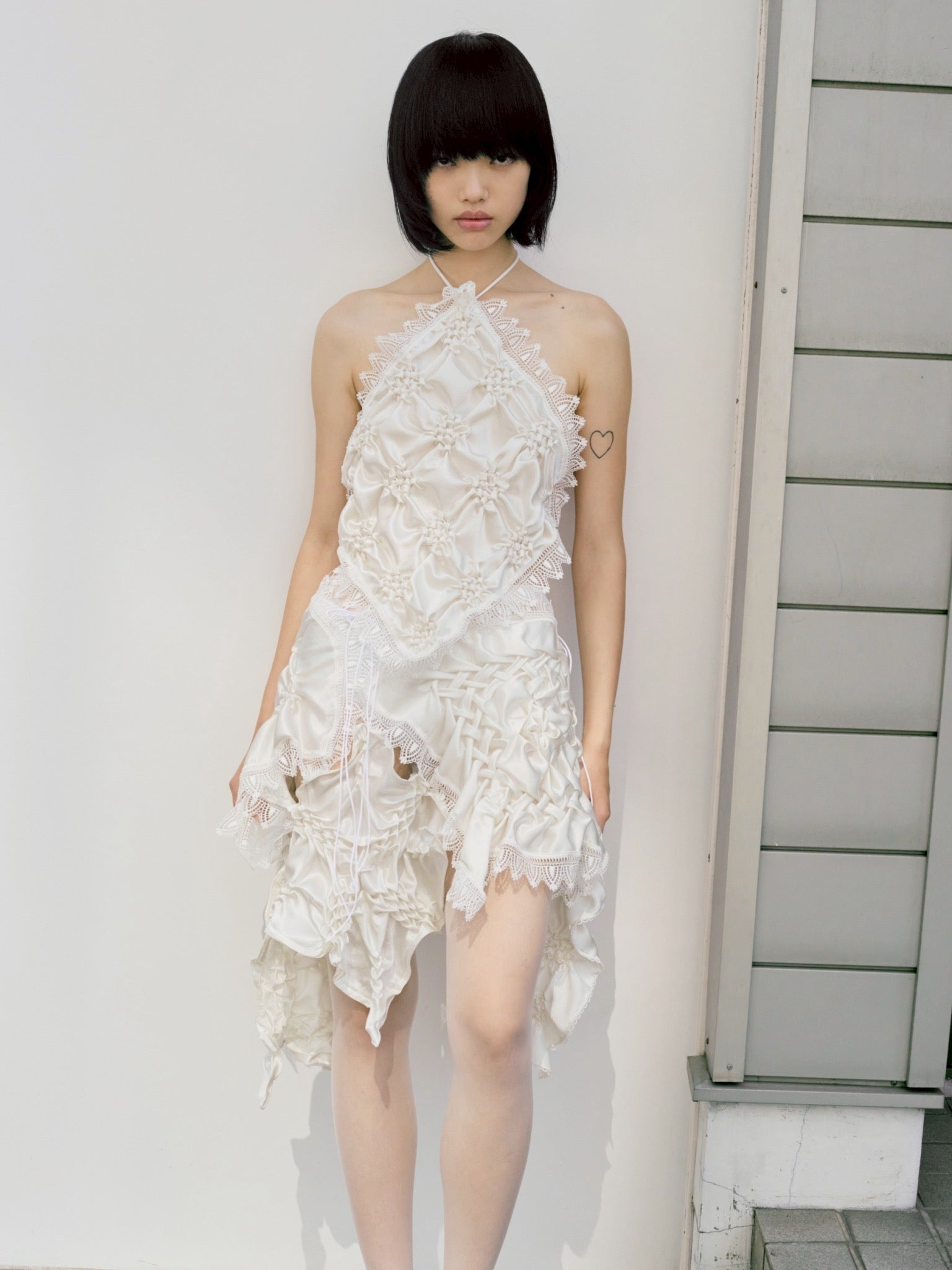 Smocking veill bustier - White