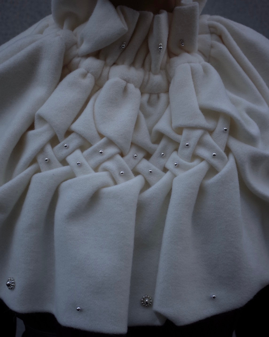 Scrunchie Snood - Metallic Beads - White