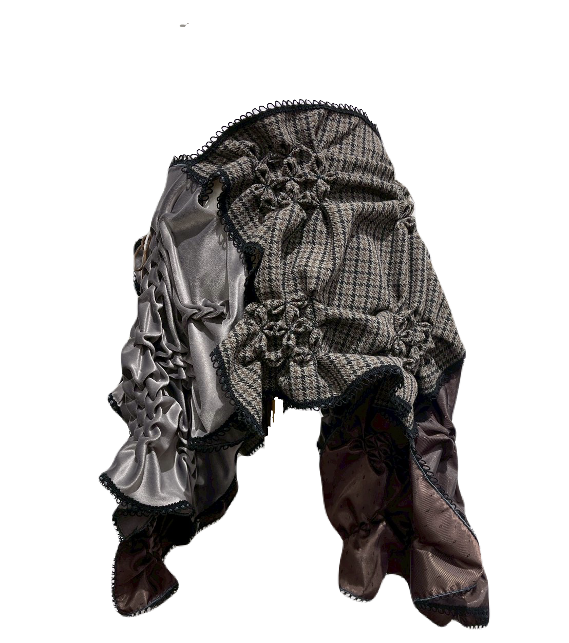 Patch smocking skirt - Gray-Tweed