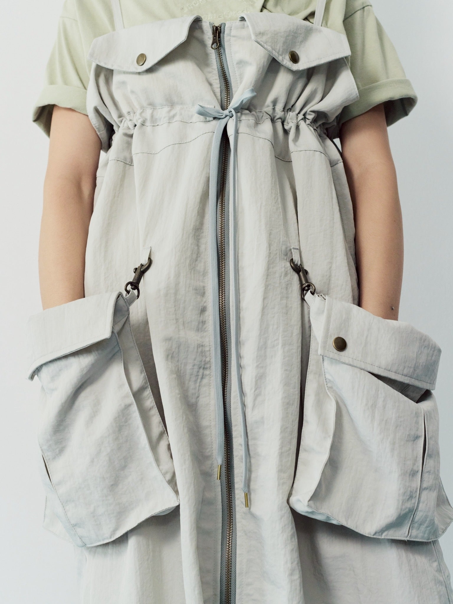 Military shrink zip dress - Greige