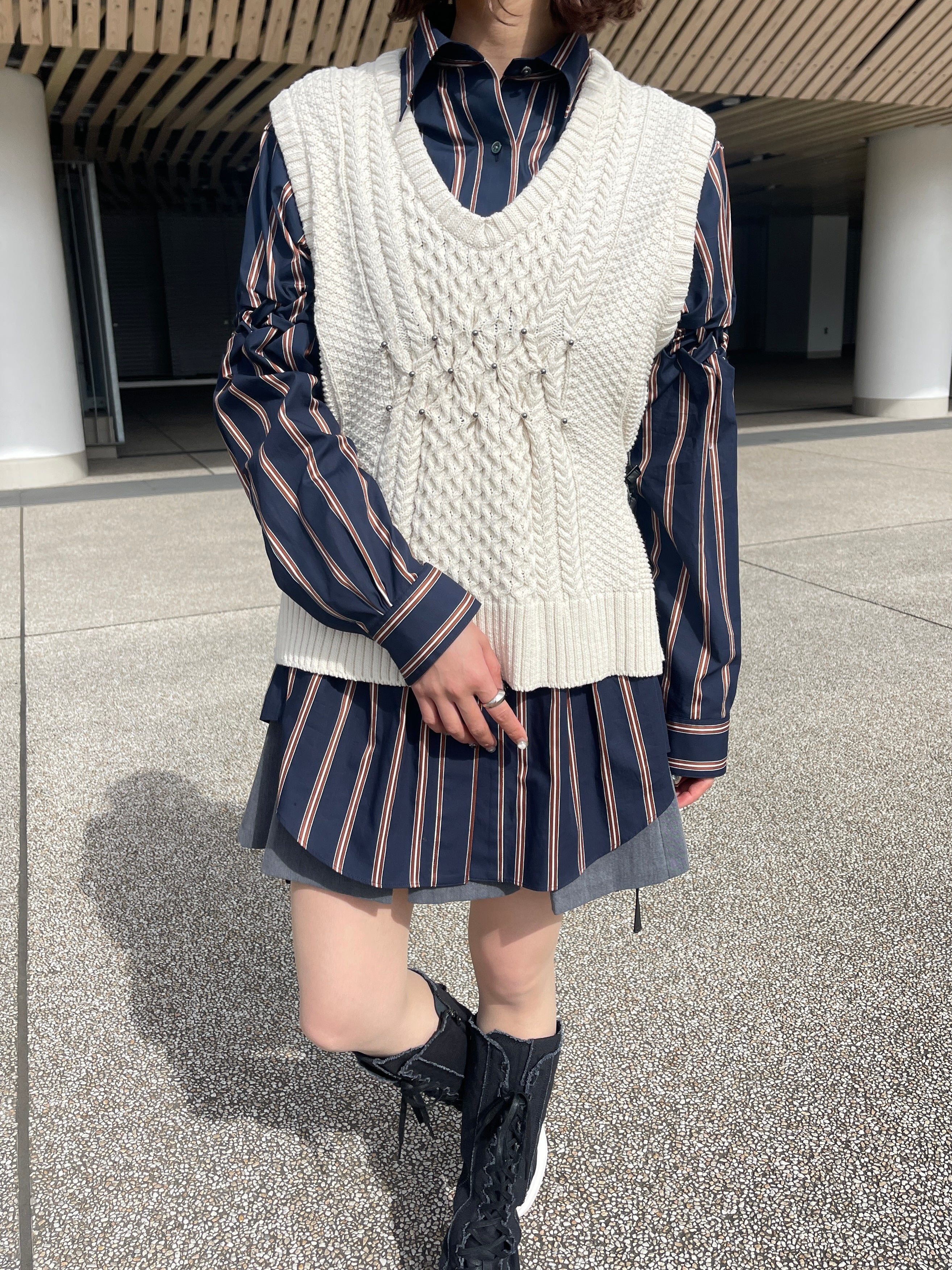 Aran knit vest - Ivory October delivery