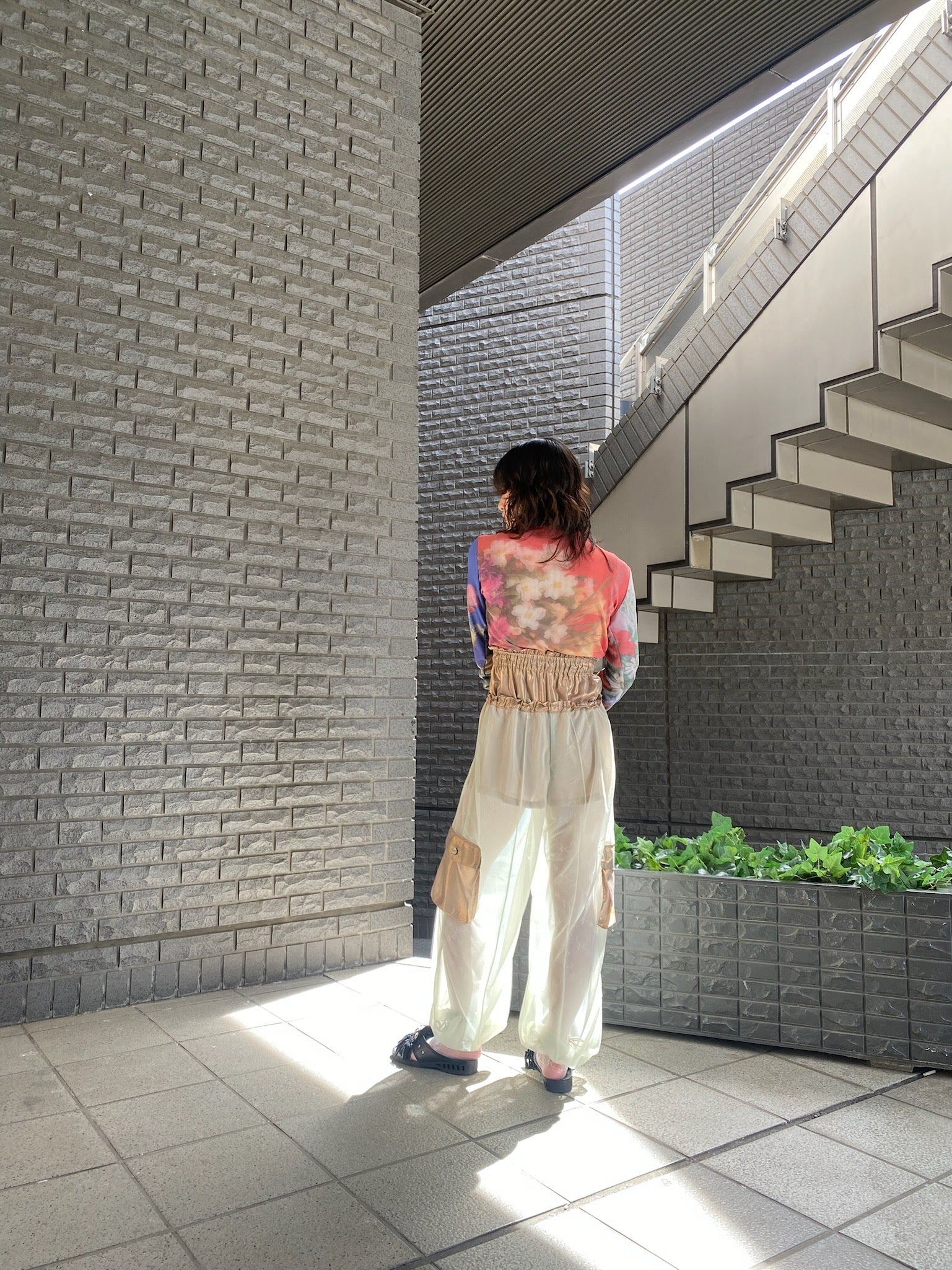 See-through pants - Metallic Green