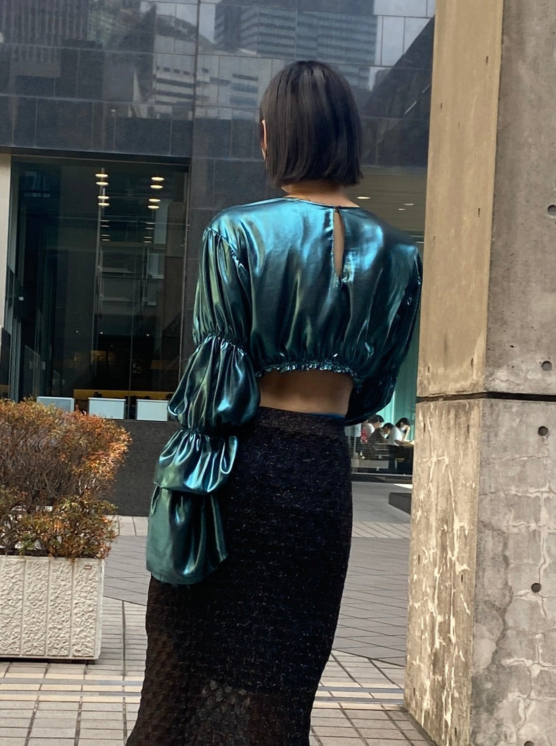 Foil blouse - Metallic Green