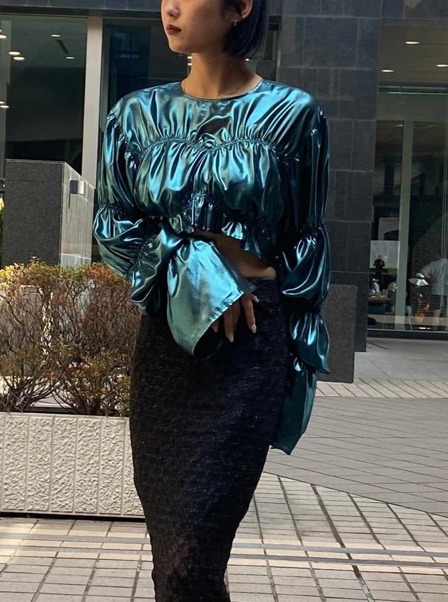 Foil blouse - Metallic Green