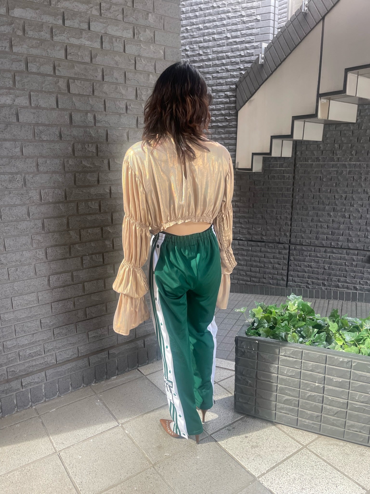 Foil blouse - Metallic Green