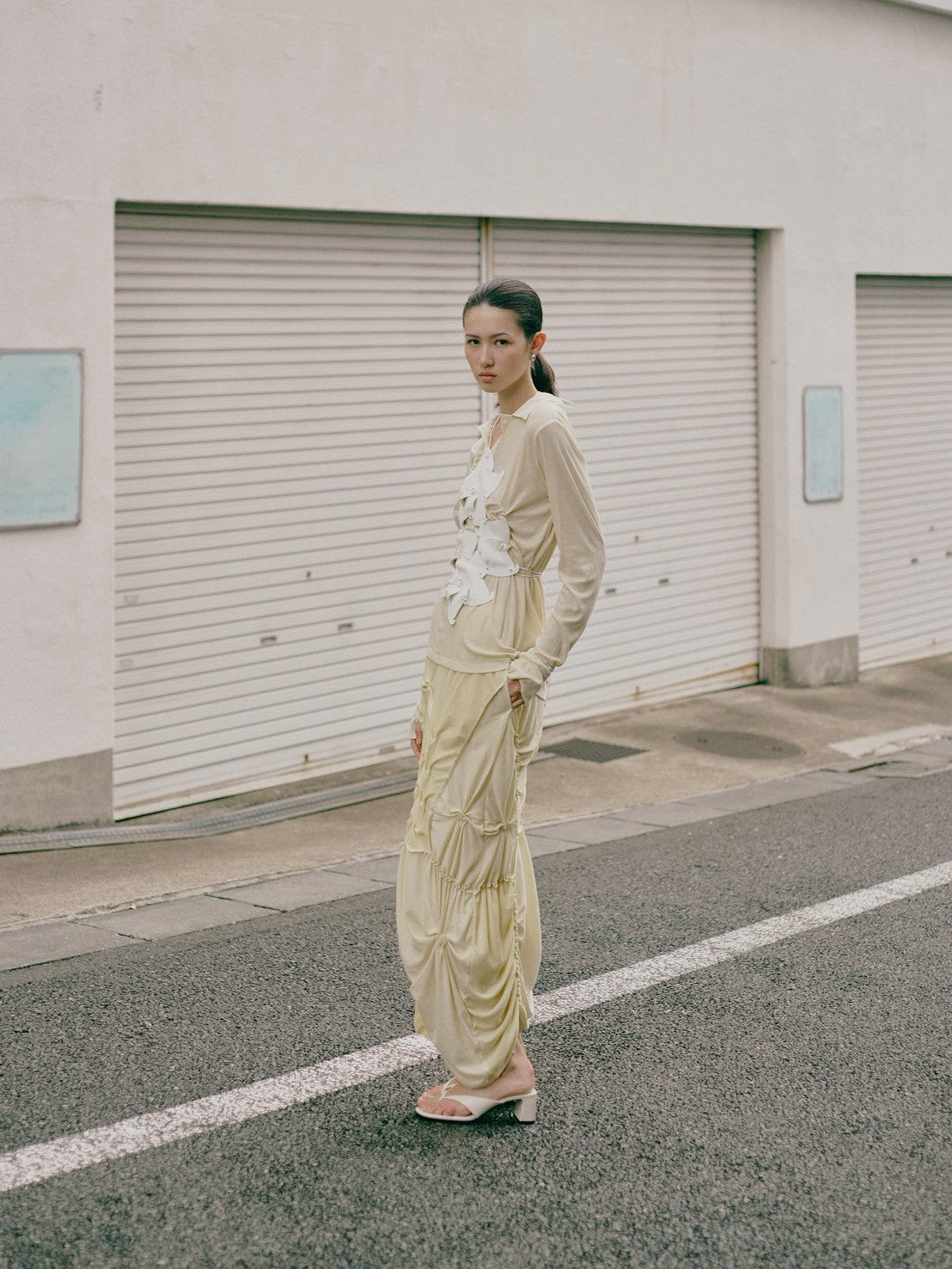 Sheer long skirt - Yellow
