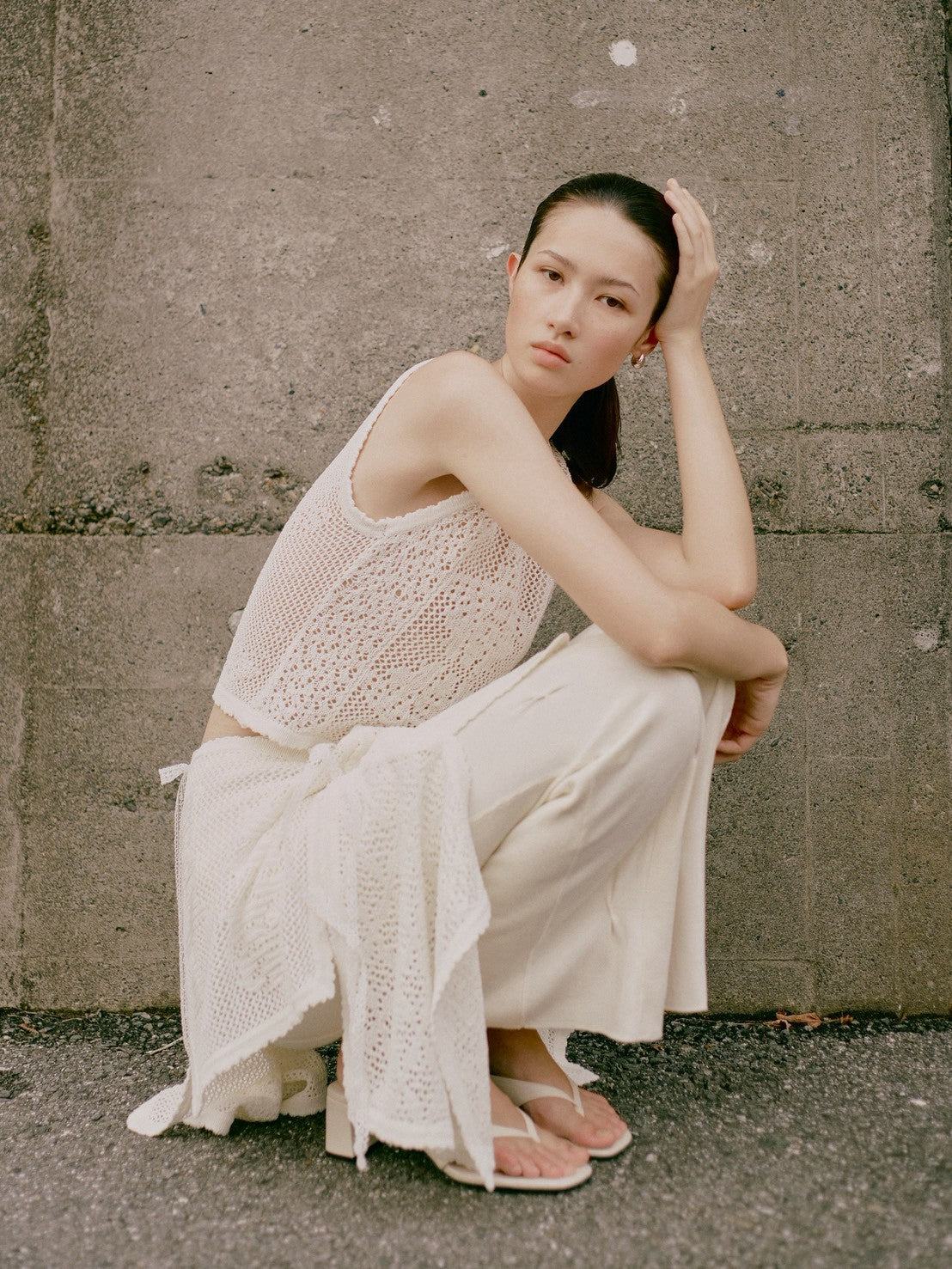 Tuck rib pants - Ivory