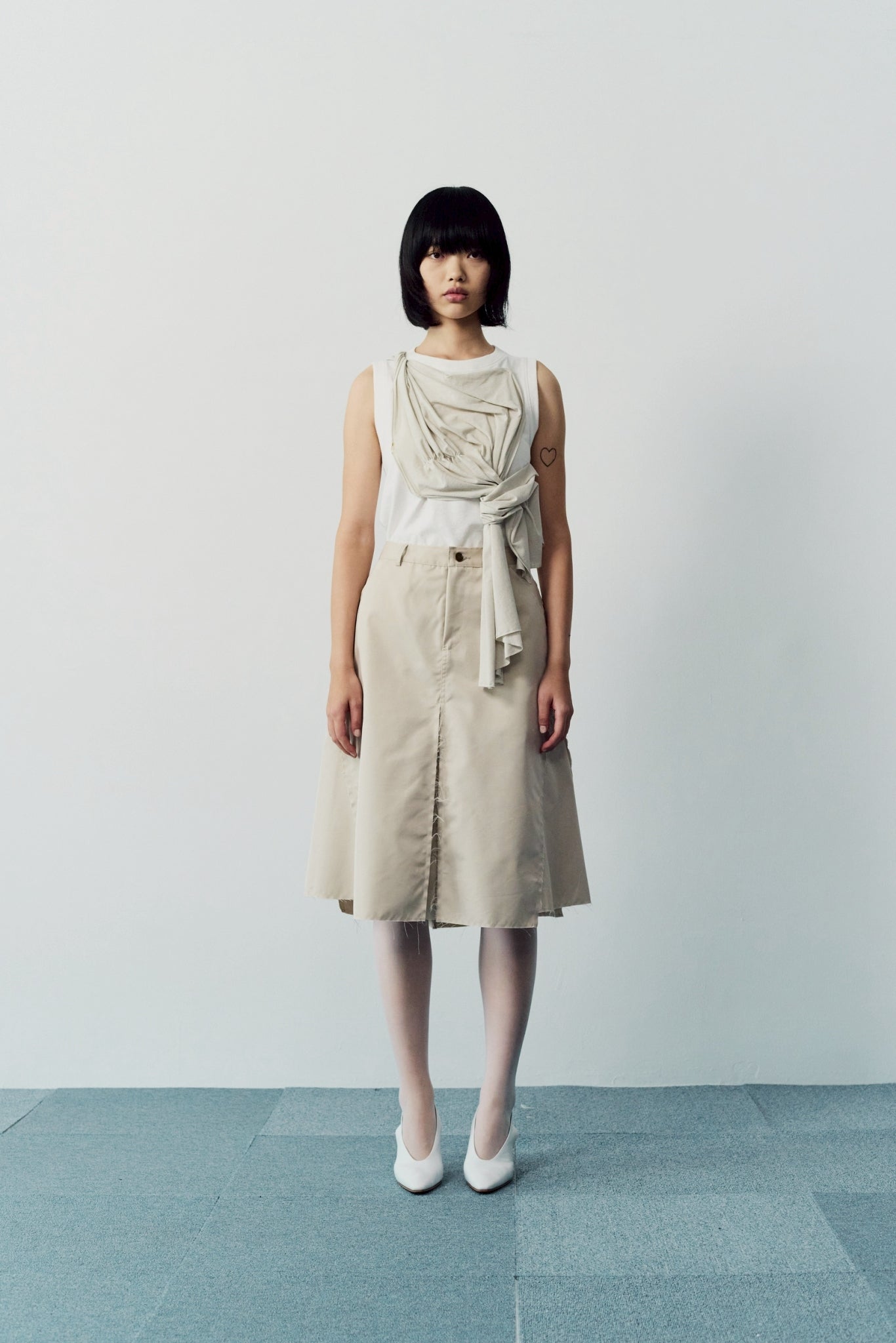 Drape cut pullover - Beige