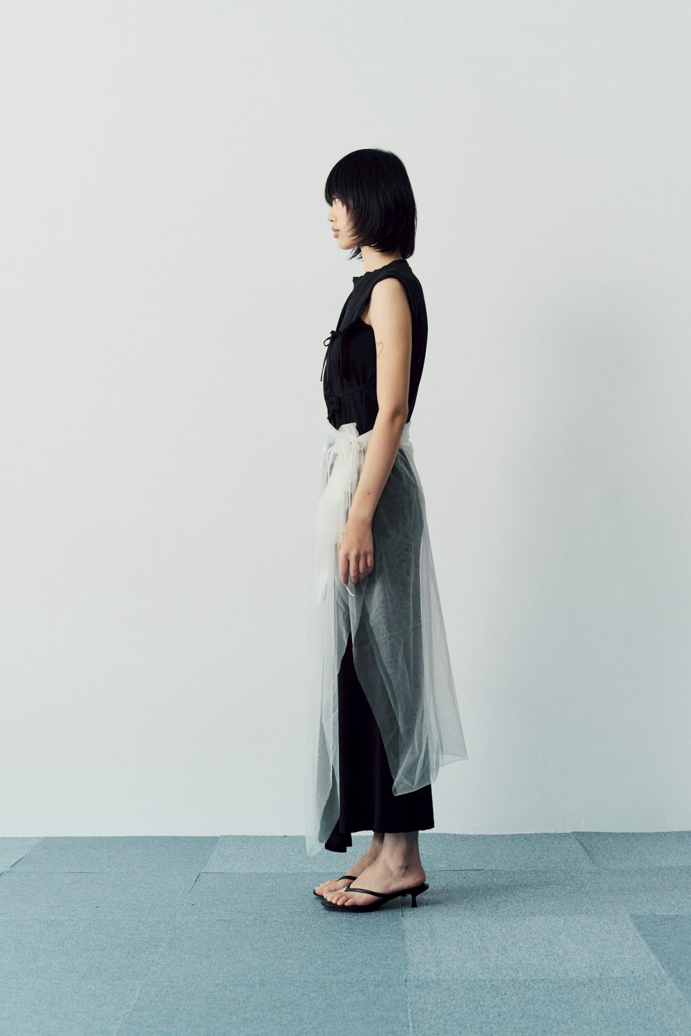 High slit cut dress - Black