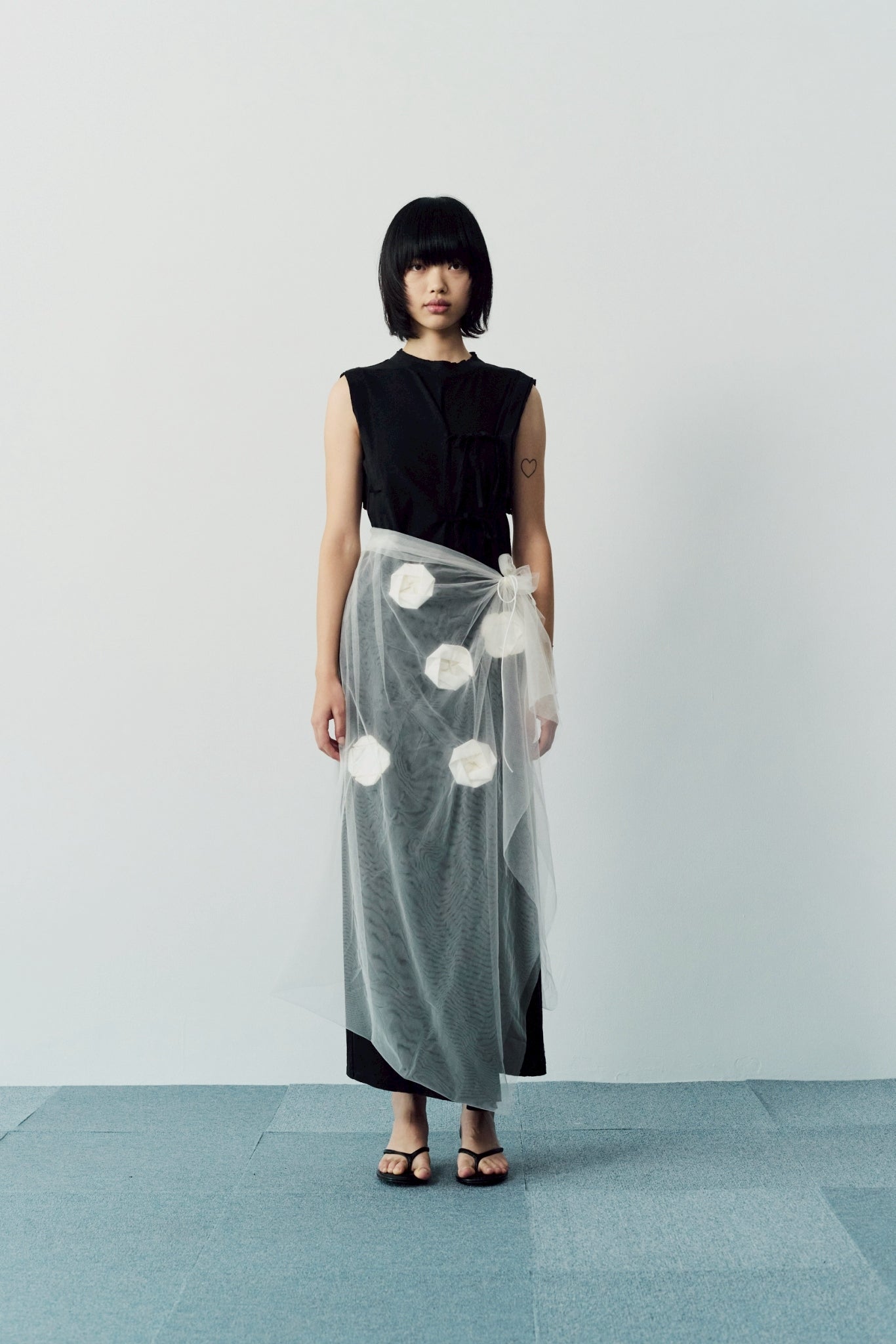 Origami veil wrap skirt - Black
