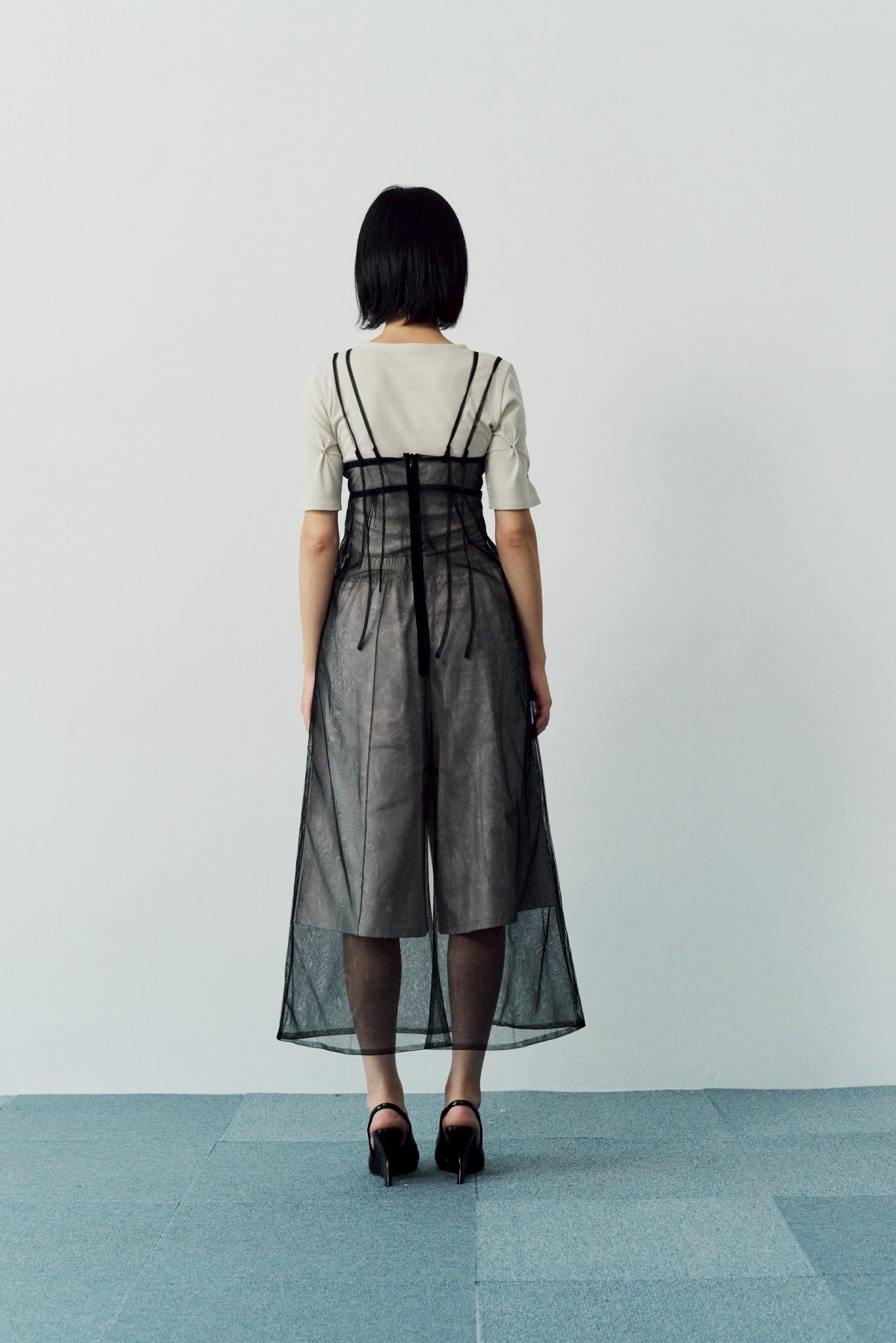 Side gather half pants - Beige