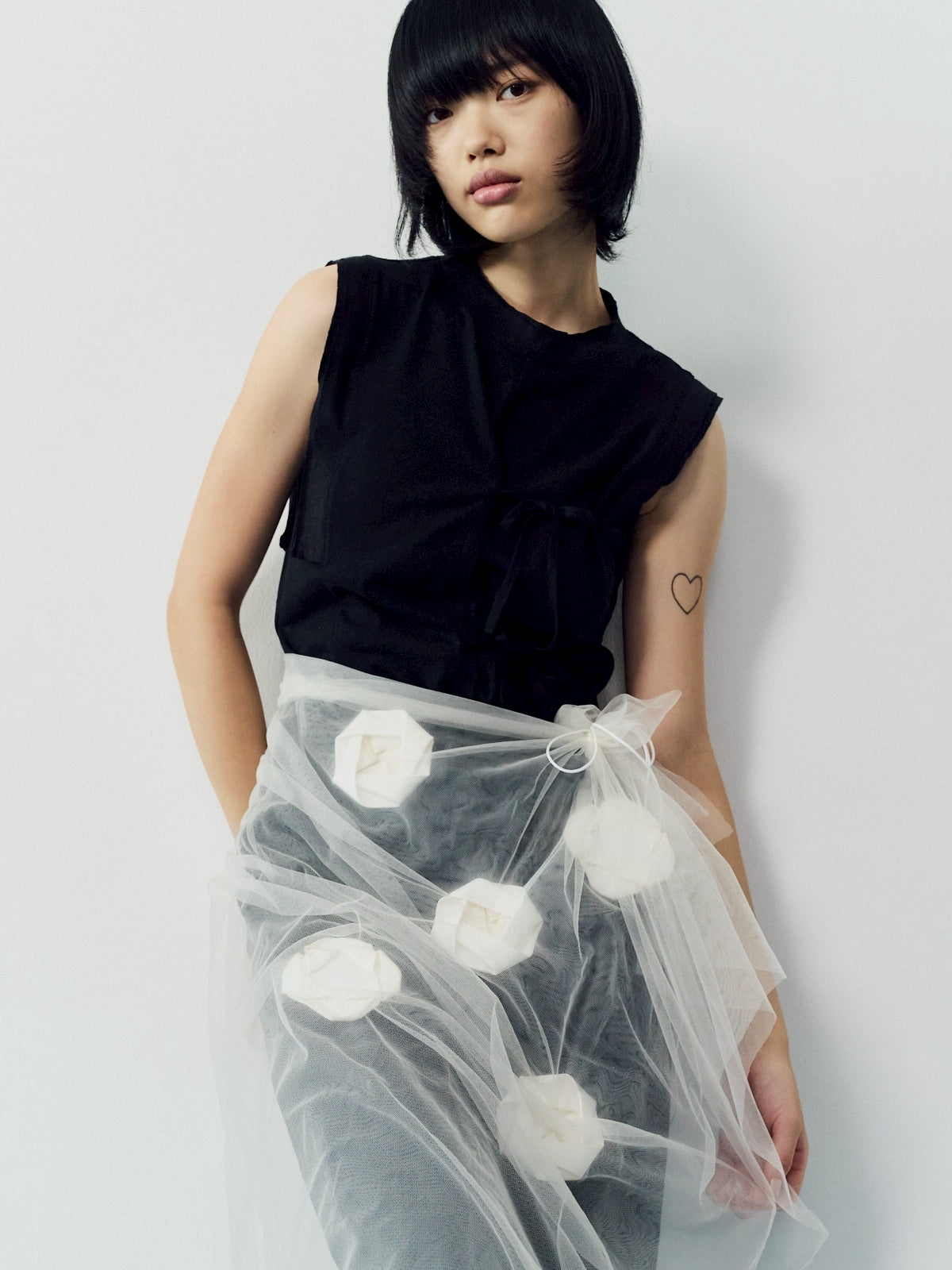 Origami veil wrap skirt - Black