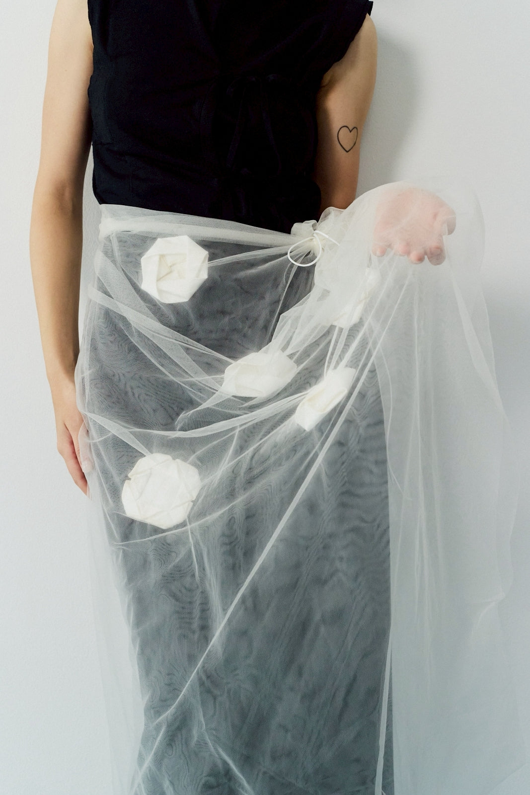 Origami veil wrap skirt - Black