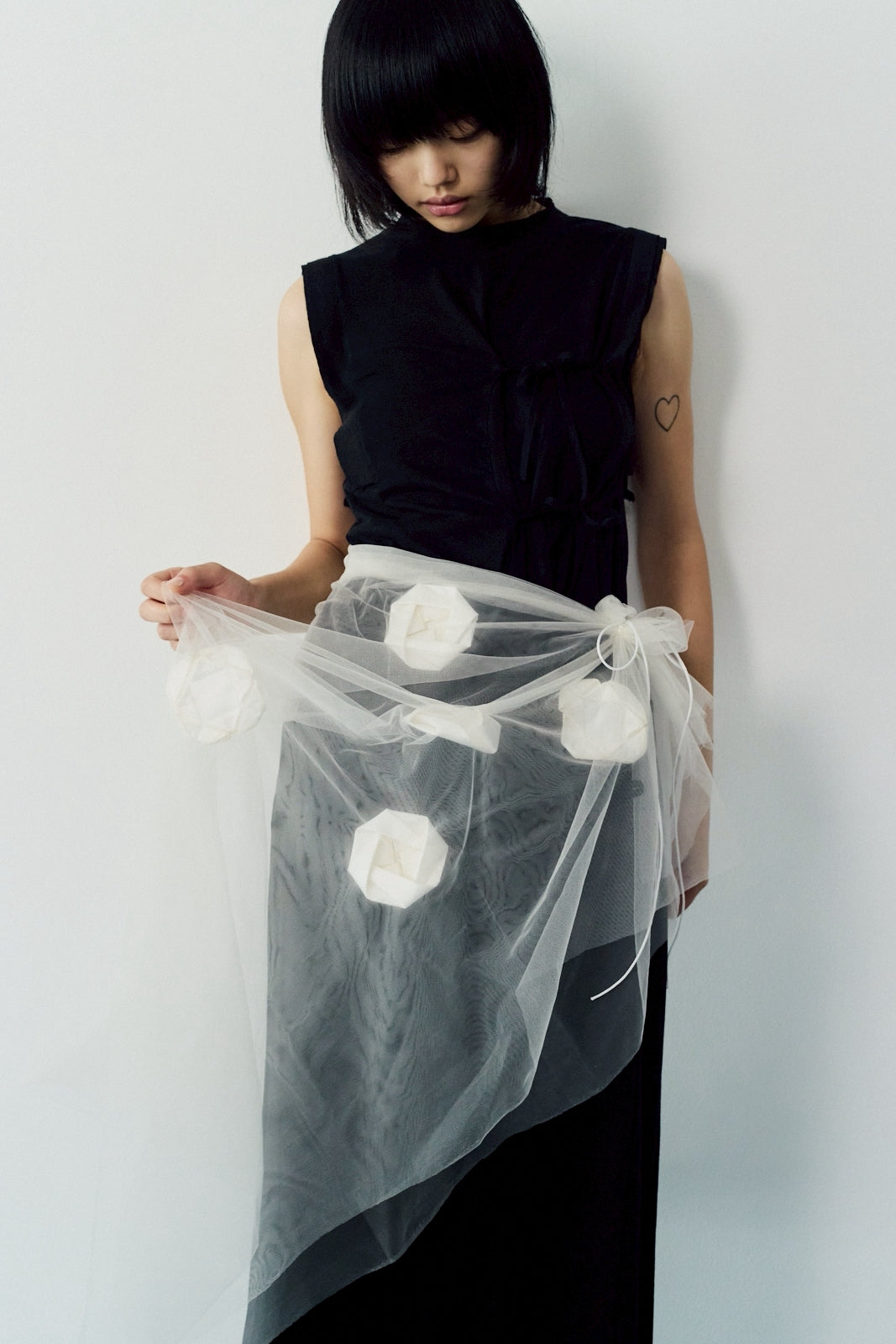 Origami veil wrap skirt - Black