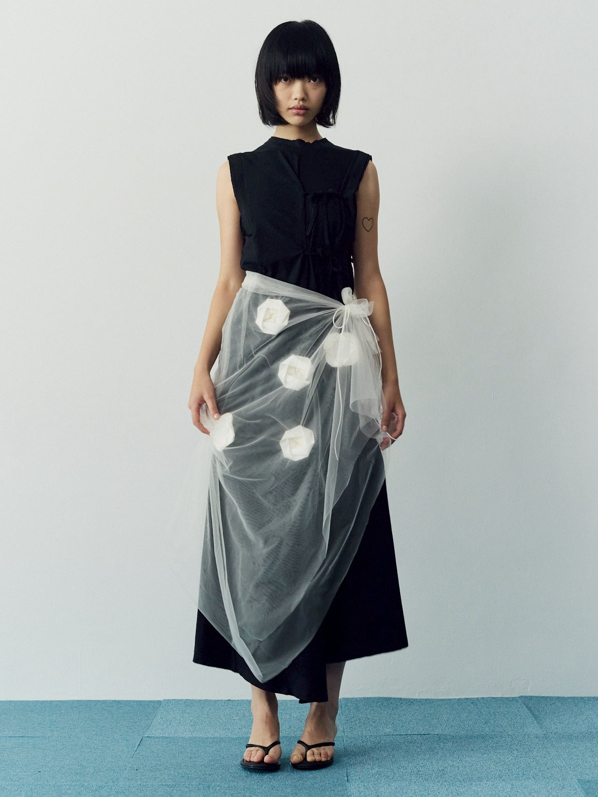 Origami veil wrap skirt - Black