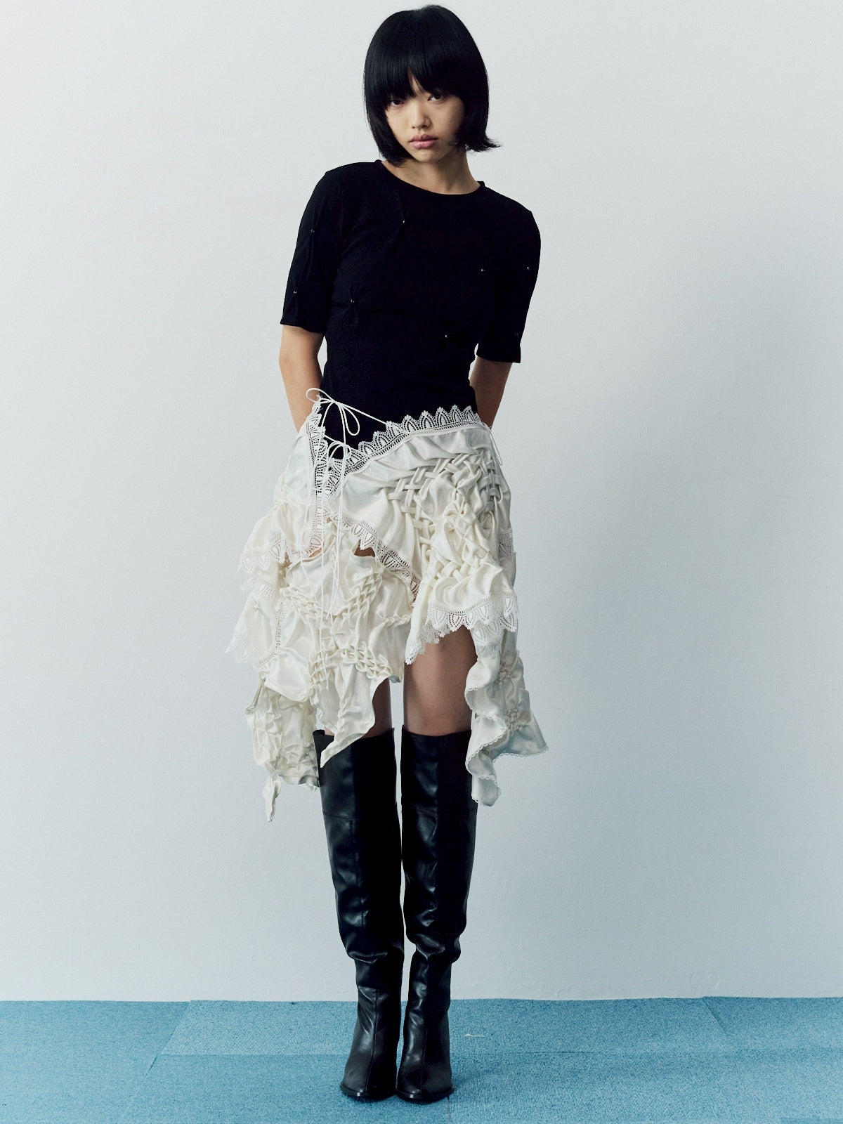 Pic tuck cut pullover - Black