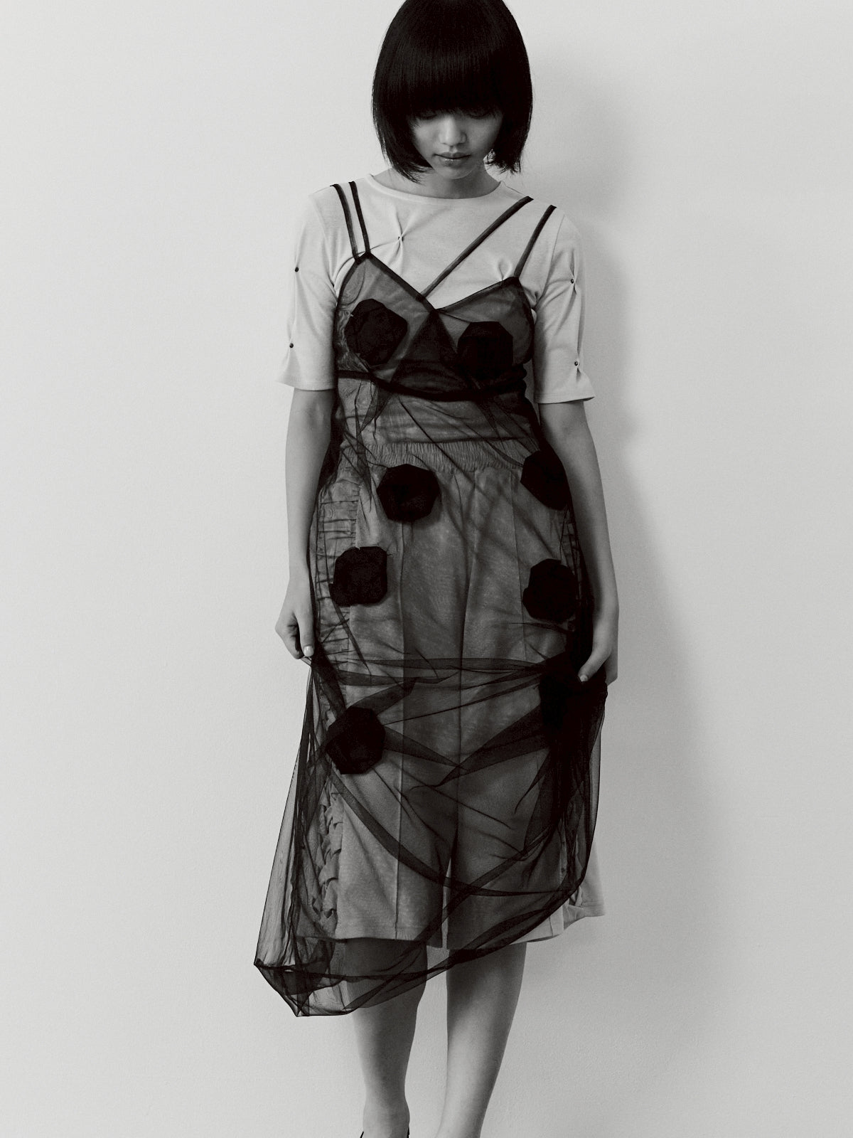 Side gather half pants - Beige