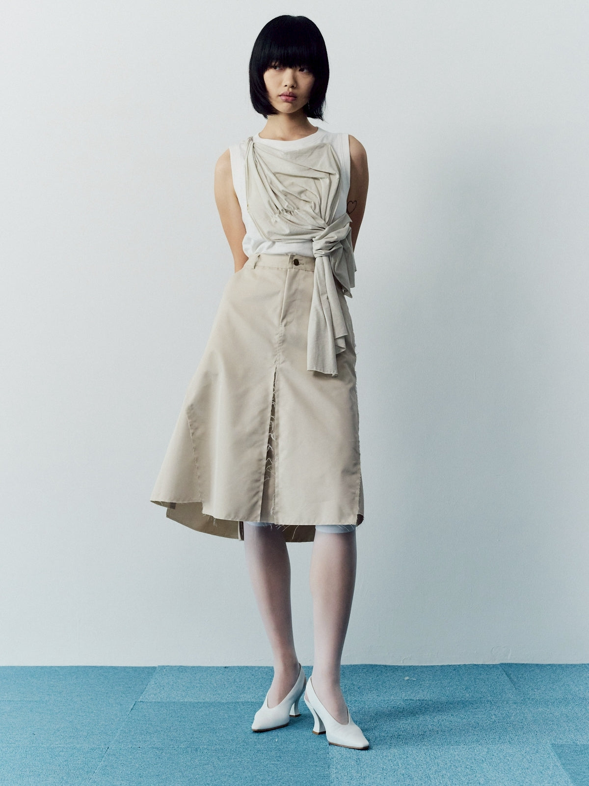 Drape cut pullover - Beige