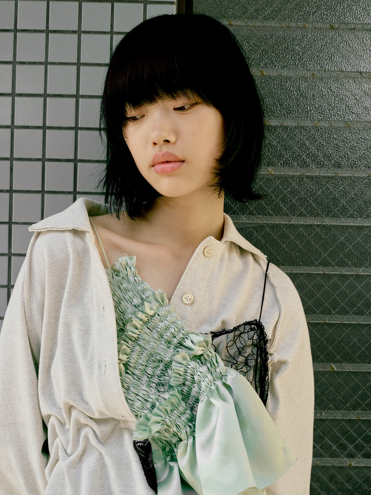 Raw edge loose polo - Beige
