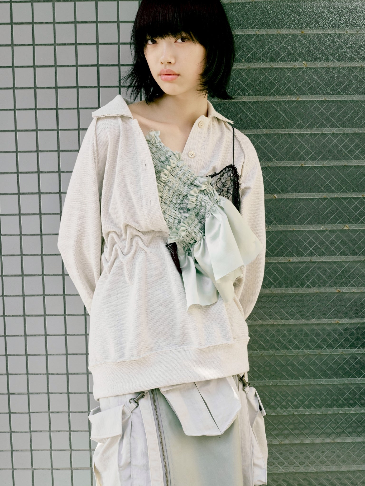 Raw edge loose polo - Beige