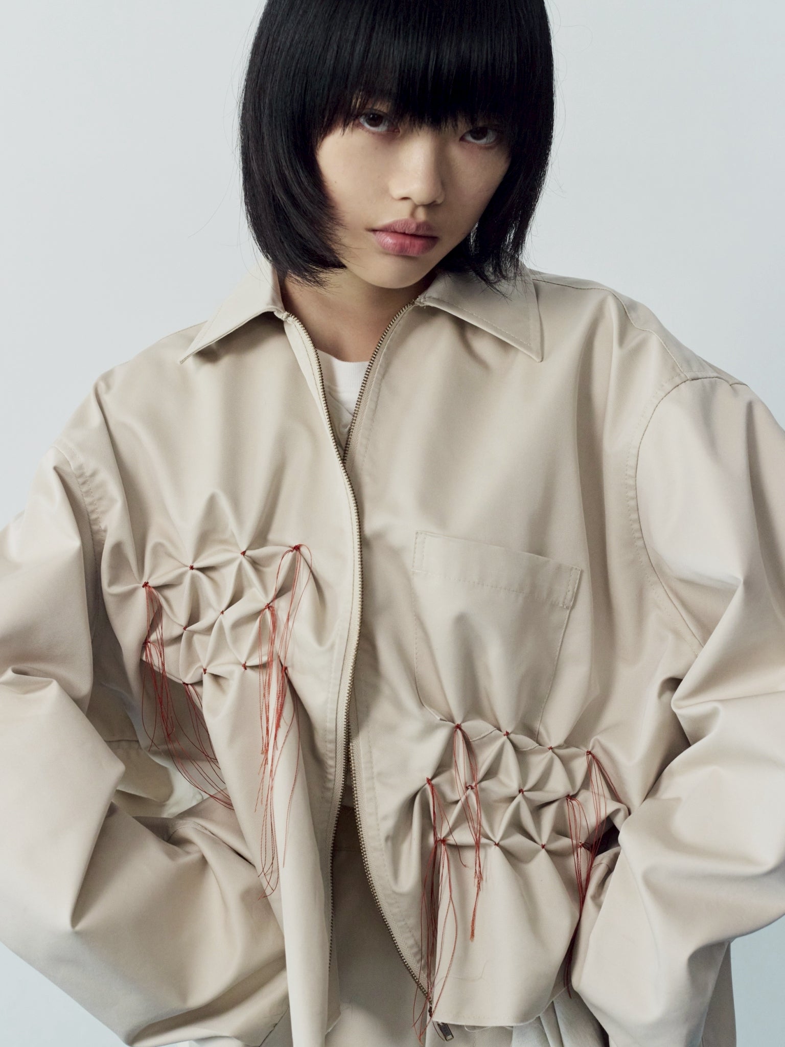 Zip shirt jacket - Beige