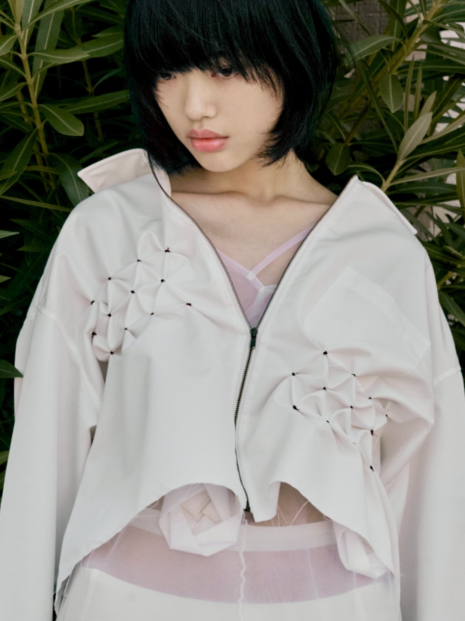 Zip shirt jacket - White