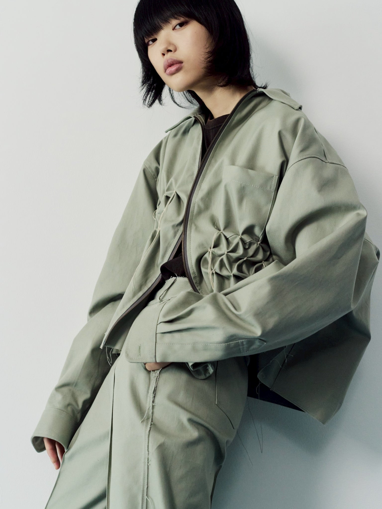 Zip shirt jacket - Green