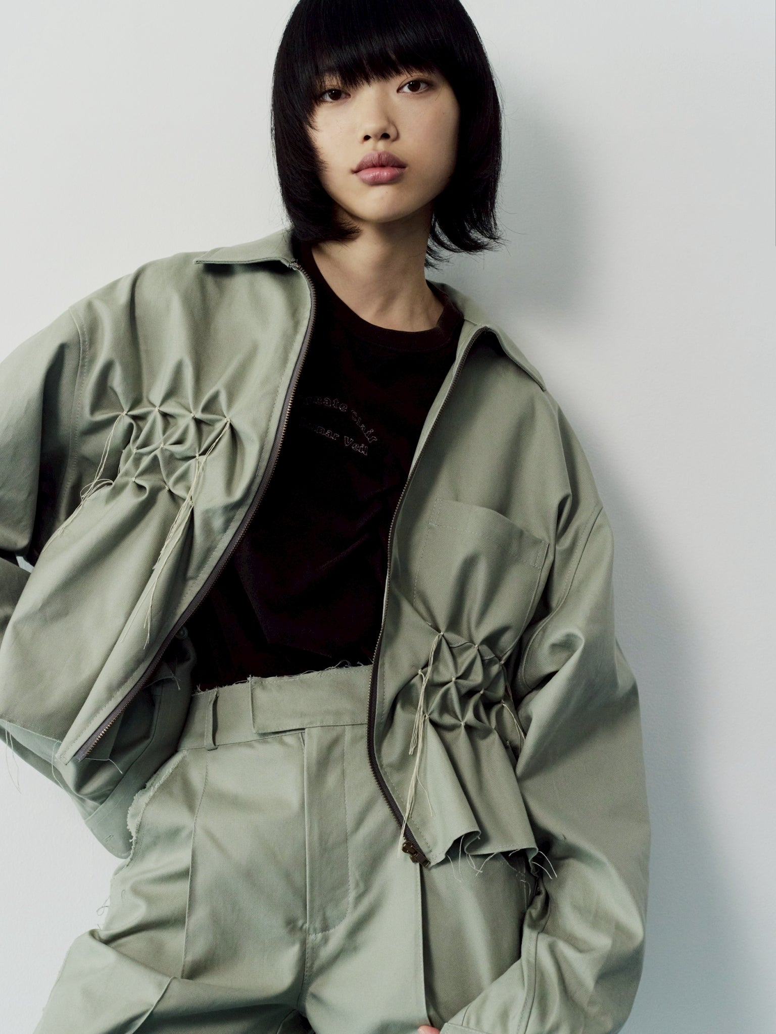 Zip shirt jacket - Green