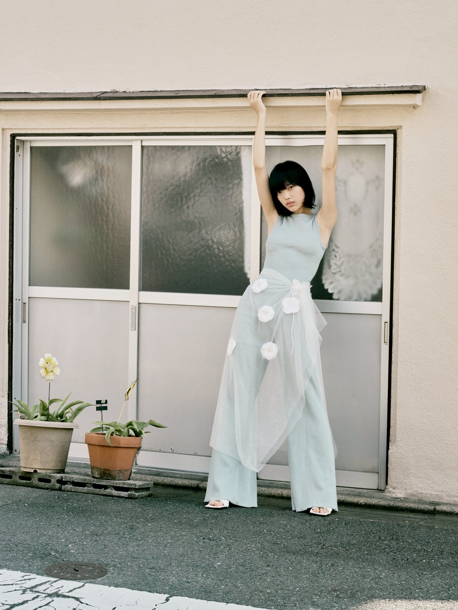 Origami veil wrap skirt - Black