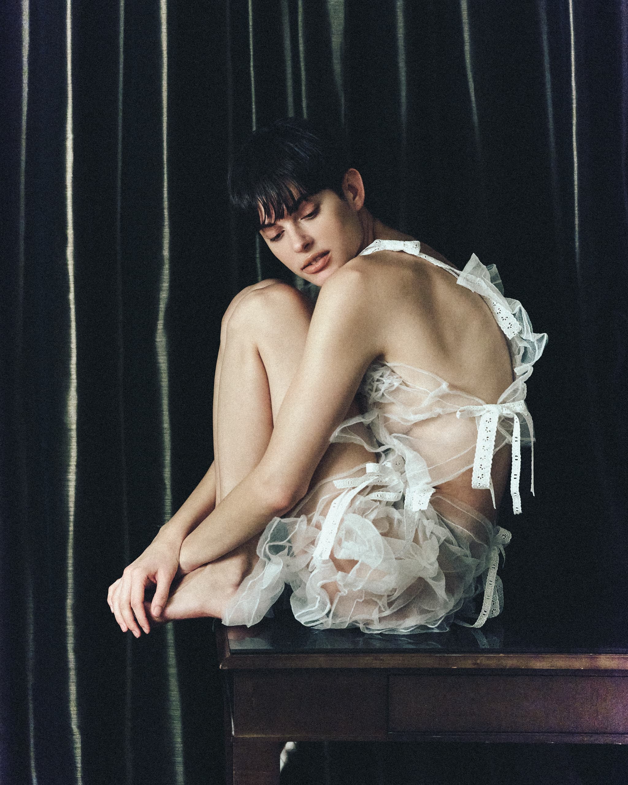 Crepe bustier - White