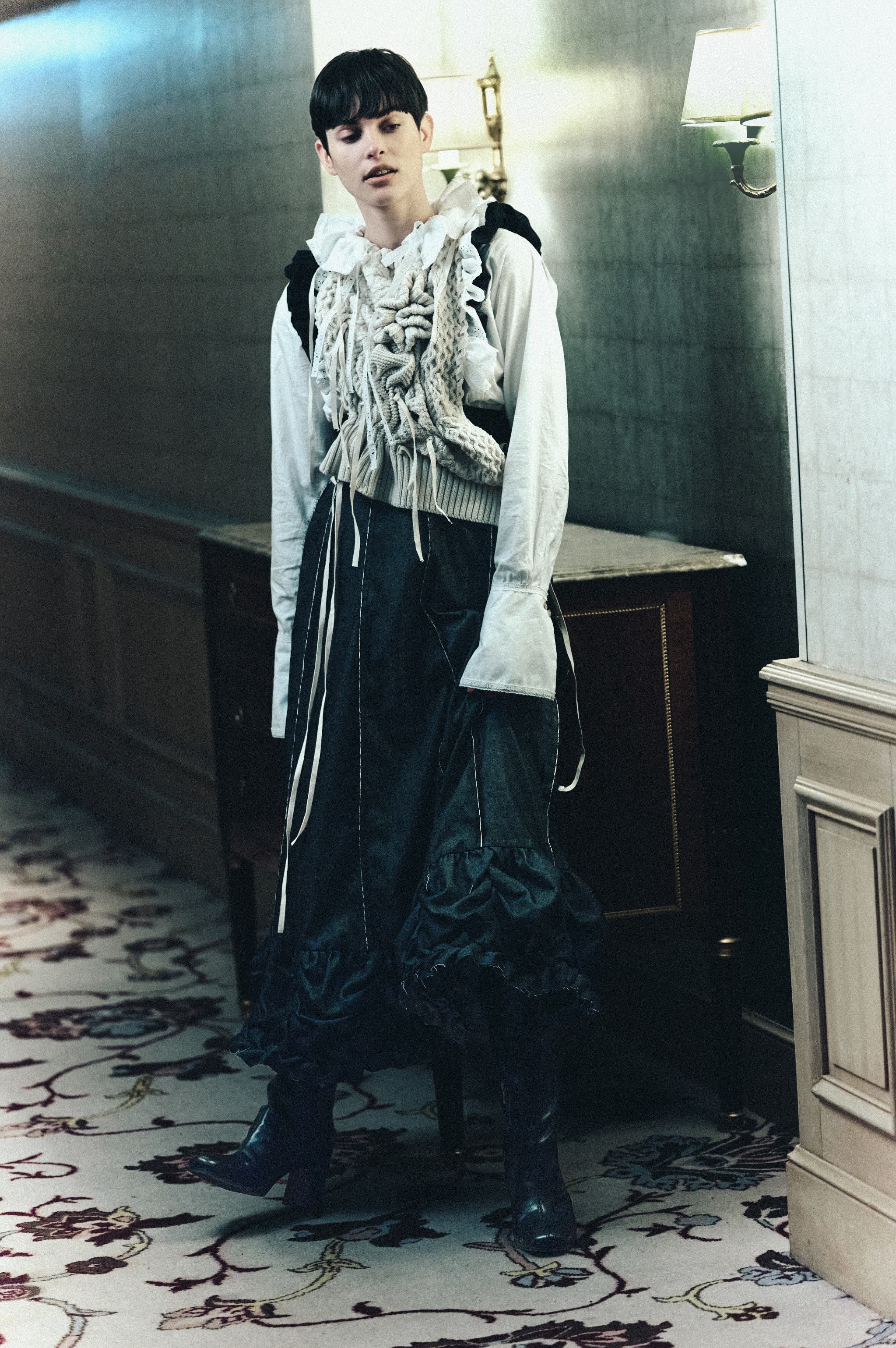 Drape knit vest - Ivory