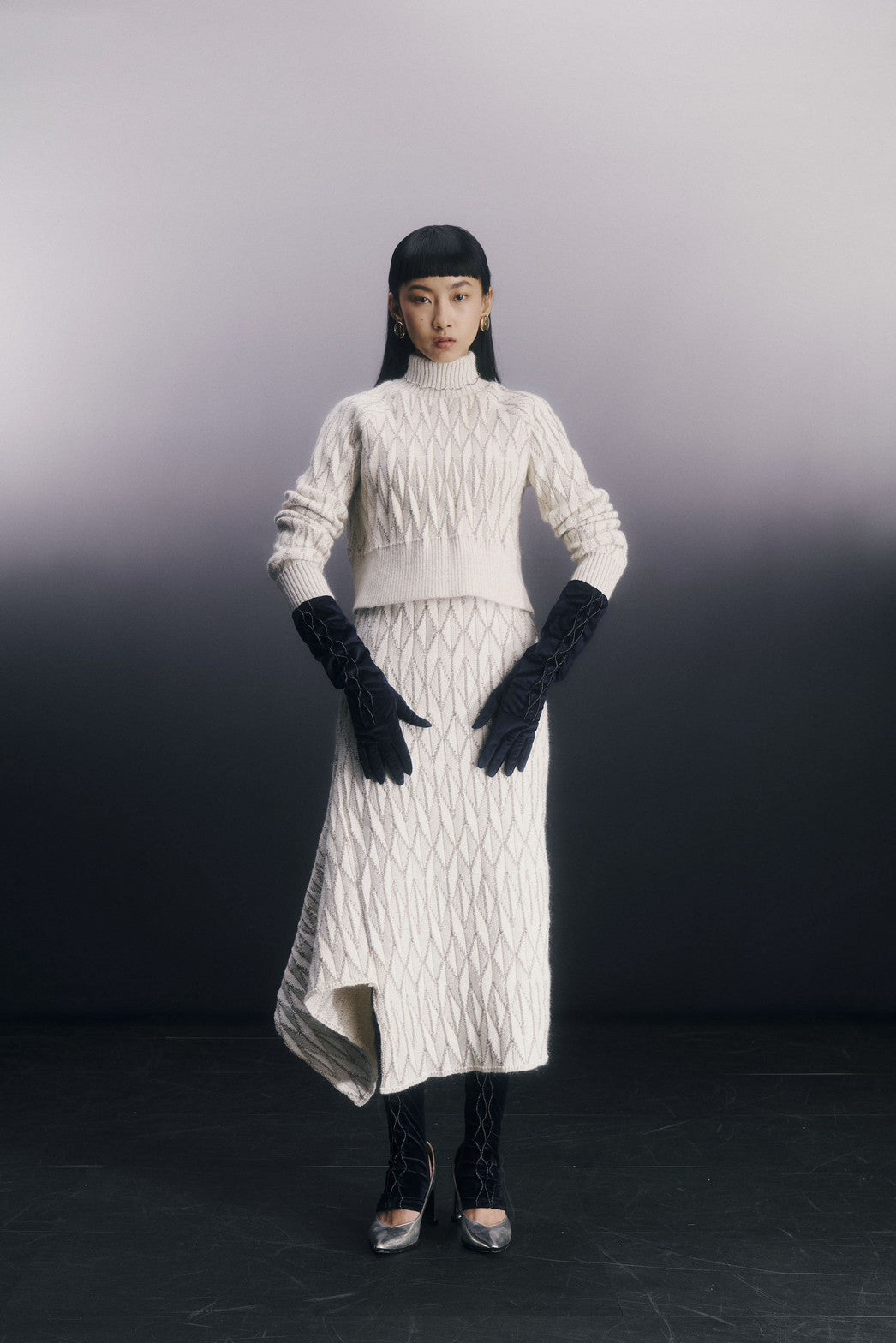 Knit pleats skirt - White